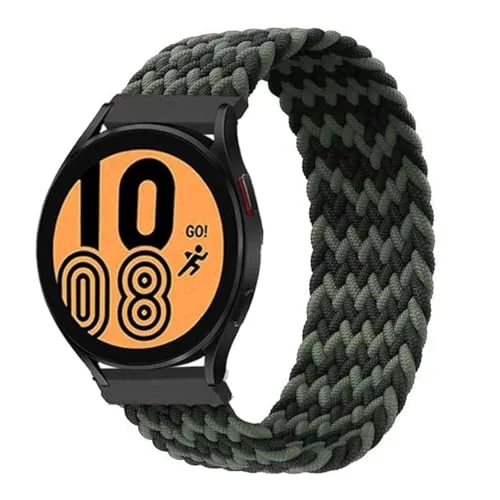Medium — DL3 Mobilak Band 22MM Nylon Braided Solo Loop Strap For Samsung galaxy watch3 45mm/galaxy 46mm/Gear S3/Huawei watch GT3 46MM/GT2E/GT2 Pro/GT GT2 46MM/Amazfit GTR 2/2e/3/4 (Medium) - Green Black