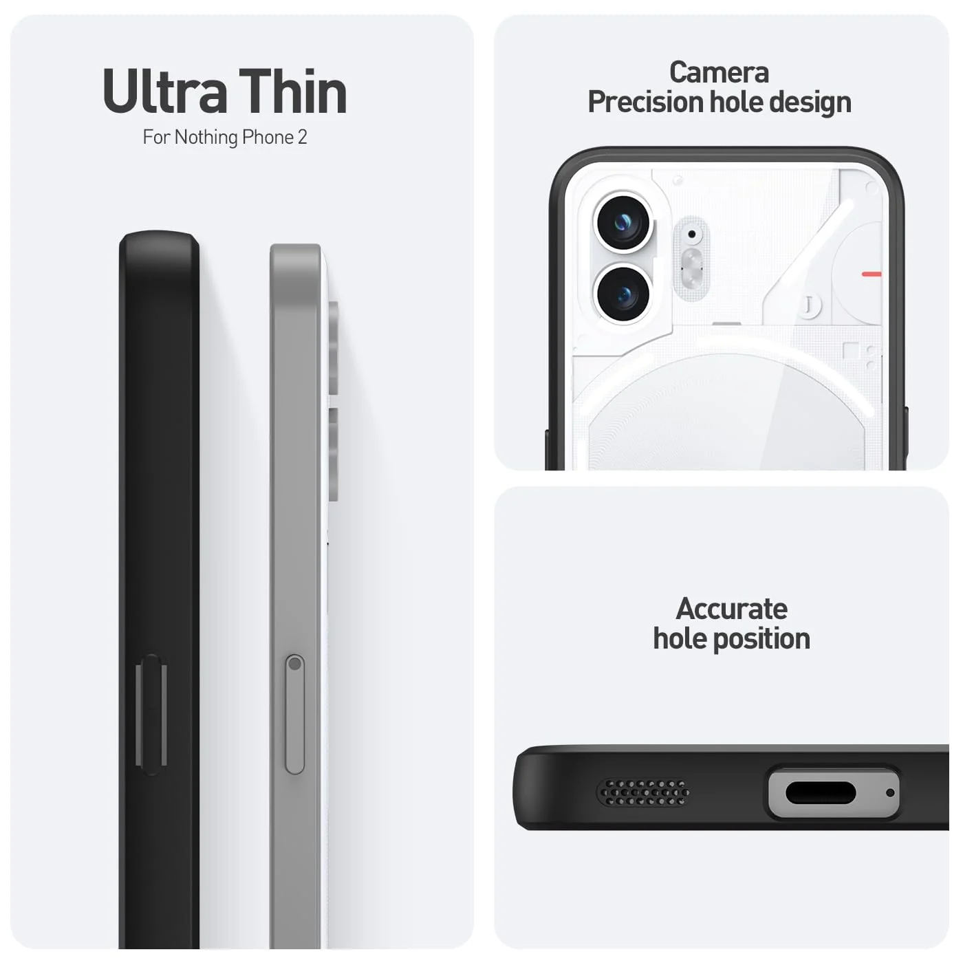 DL3 Mobilak Soft Silicone Protective Case for Nothing Phone 2 with Camera Protection and Military-Grade Protection - Black