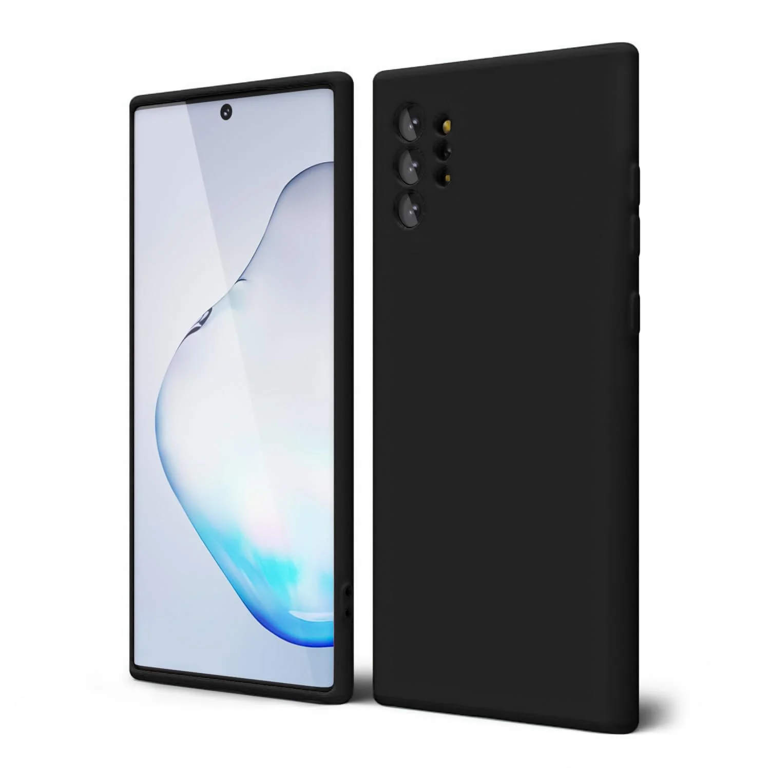 DL3 Mobilak Liquid Silicone Case for Samsung Galaxy Note10 Plus, Shock-absorbing protection, Scratch-resistant surface, Soft microfiber lining - Black