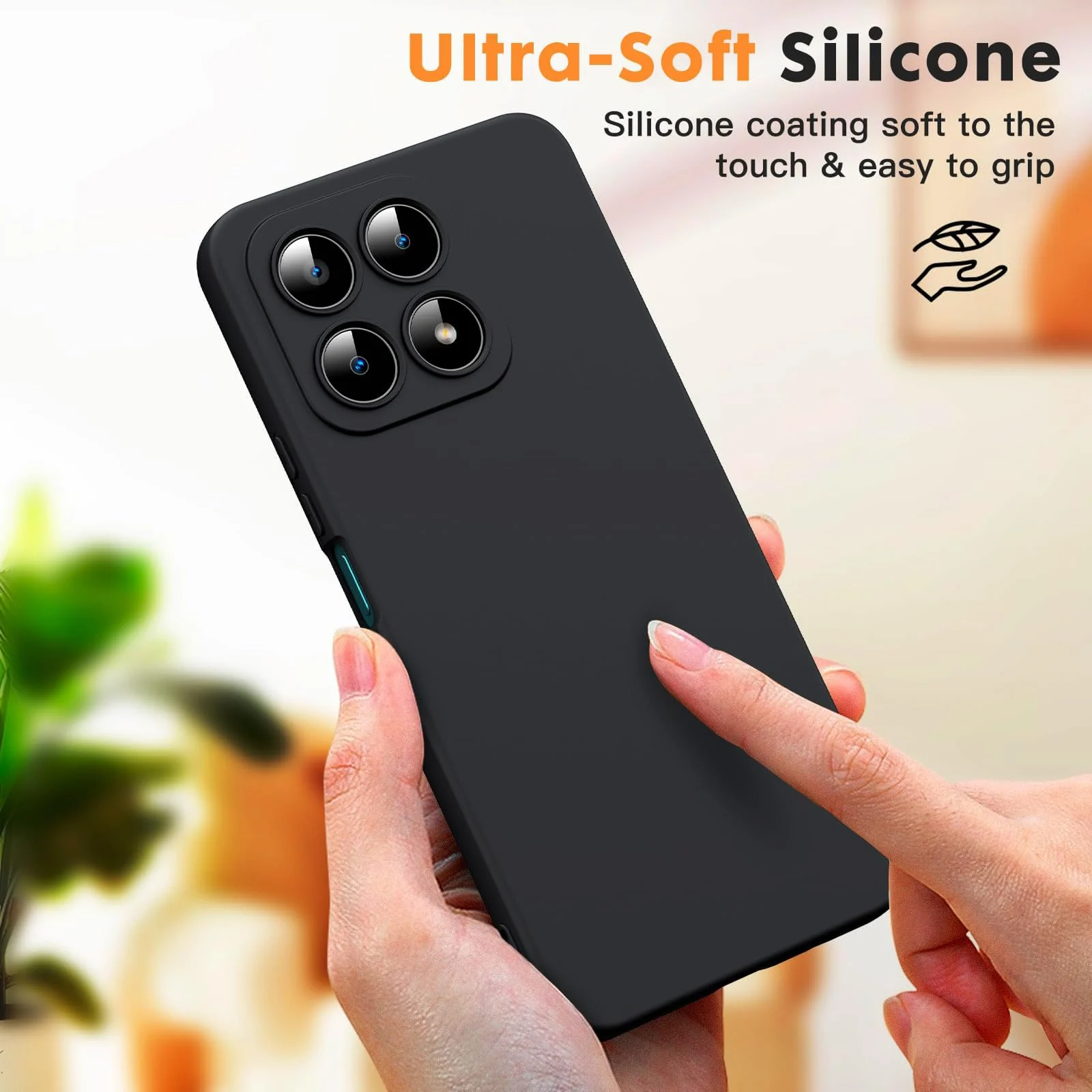 DL3 Mobilak Liquid Silicone Case for Honor X8a, Not compatible with MagSafe, Supports wireless charging, Camera protection - Black