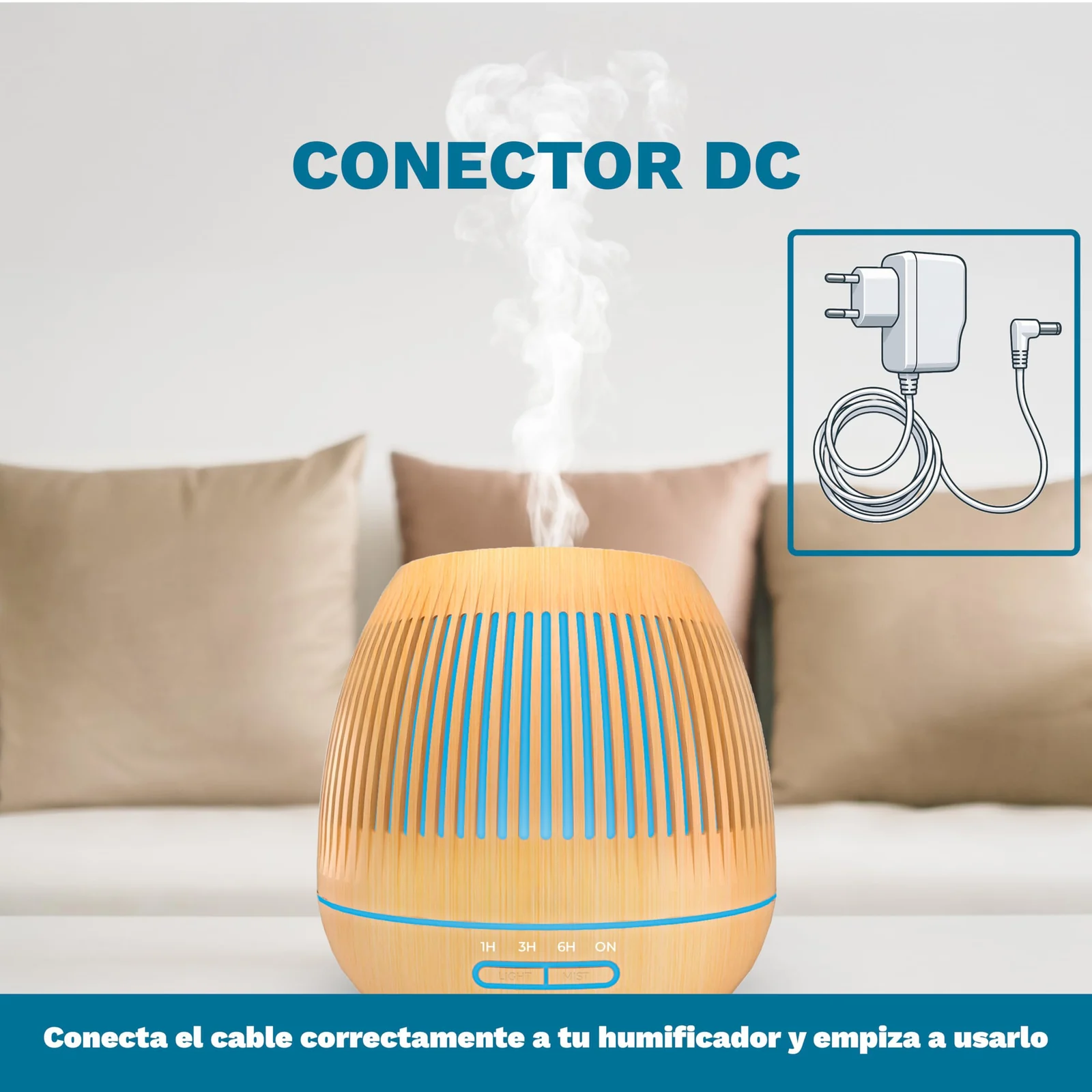 Mobigon Essential Oil Diffuser, Aromatherapy Diffuser 500ml with Remote Control, 4 Timer & Auto-Off Safety Switch, 7 Color LED Lights Mode, 10 Hours Quiet Humidifier for Bedroom - D.Light Woody