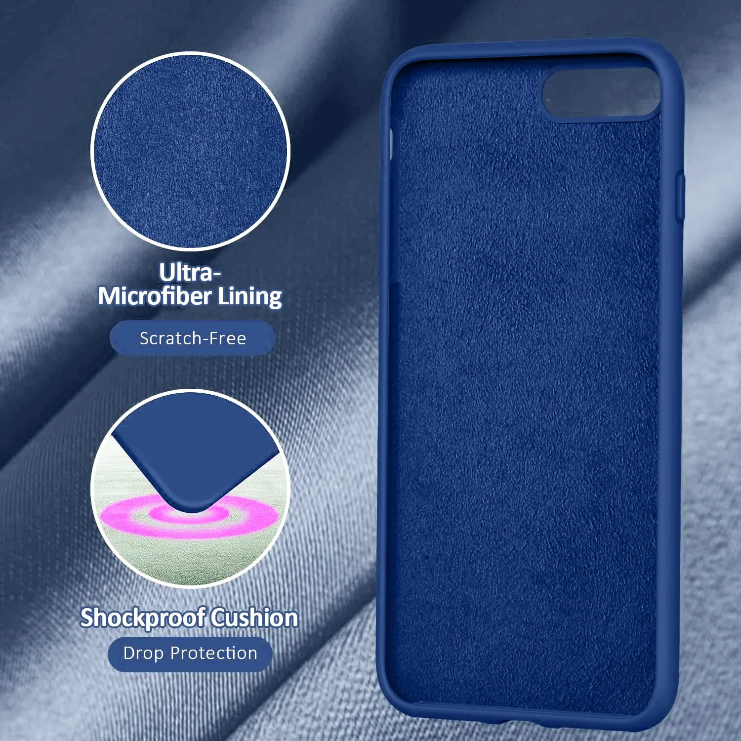 DL3 Mobilak Liquid Silicone Protective Case with Soft Microfiber Lining for iPhone 7 Plus / iPhone 8 Plus - Royal Blue