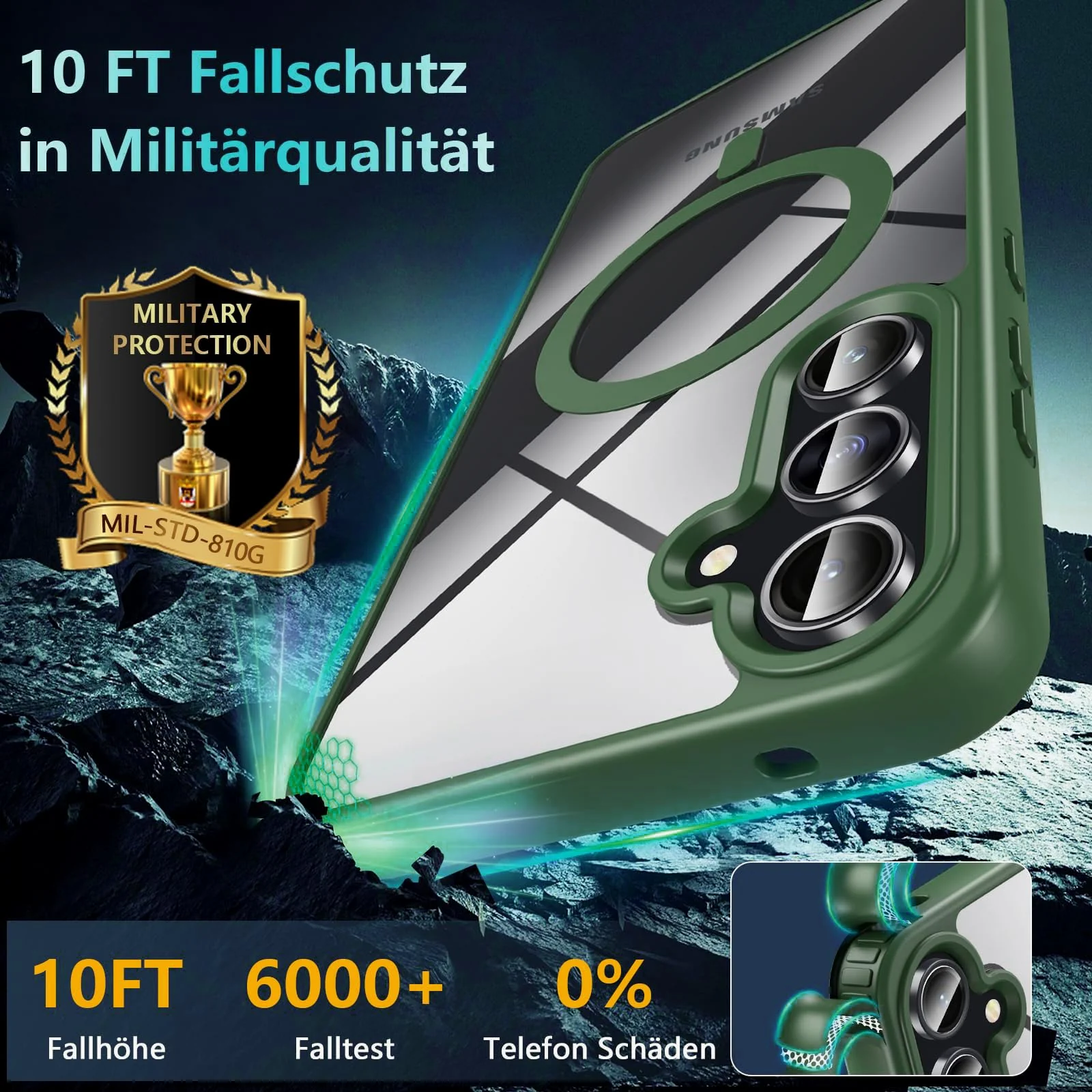 DL3 Mobilak Clear MagSafe-Compatible TPU Case for Samsung Galaxy S24 Fe - Green