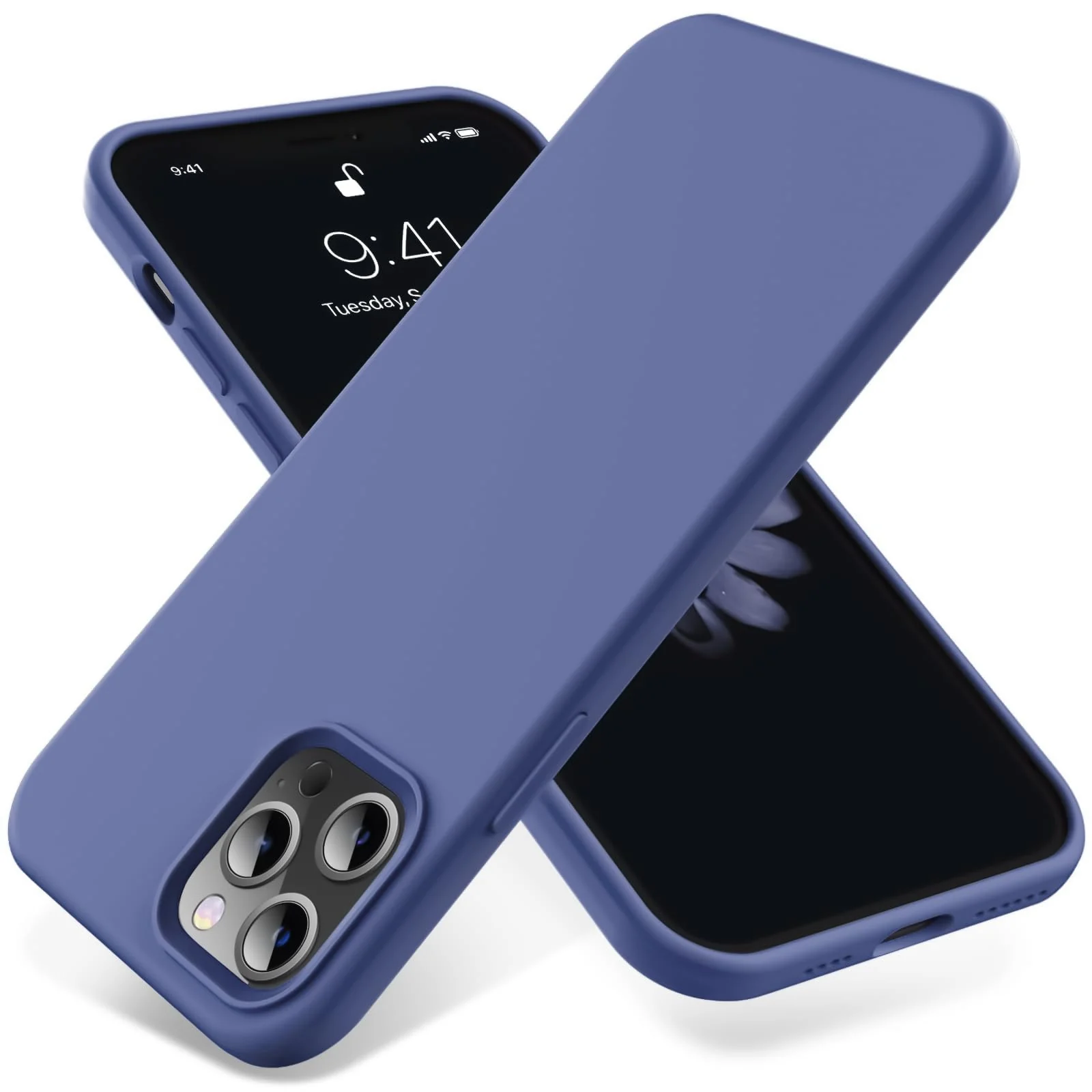 DL3 Mobilak Compatible with iPhone 12/12 Pro (6.1 Inch) Case, Liquid Silicone Case, Full Body Protective Cover, Shockproof, Slim Phone Case, Anti-Scratch Soft Microfiber Lining - Lavender Blue