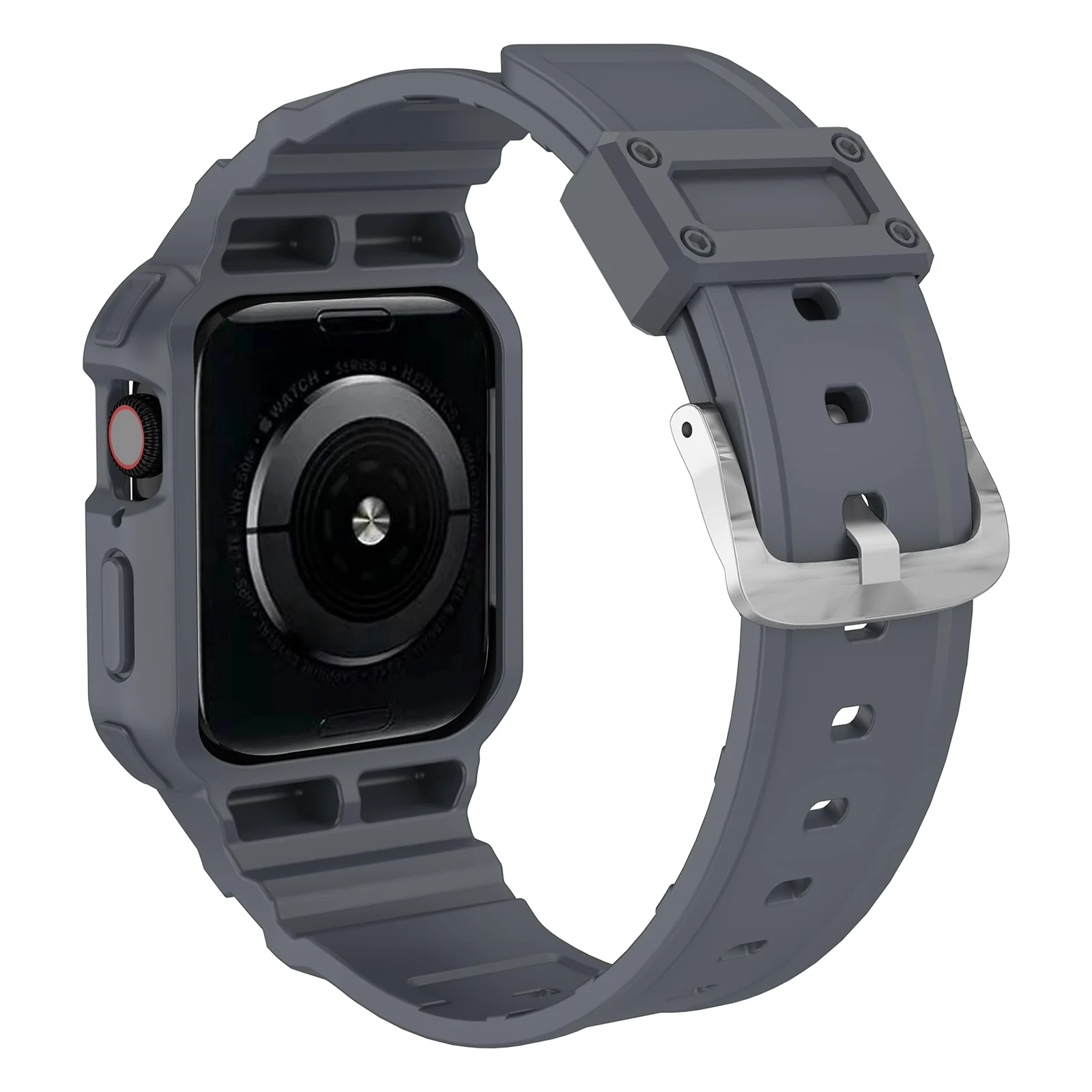 DL3 Mobilak Compatible With Apple Watch Band 45mm 44mm 42mm with Bumper Case, Rugged Men Bands for iWatch SE SE 2 Series 9 8 7 6 5 4 3 2 1, Sport Military Protector Drop-proof Shockproof - Dark Gray