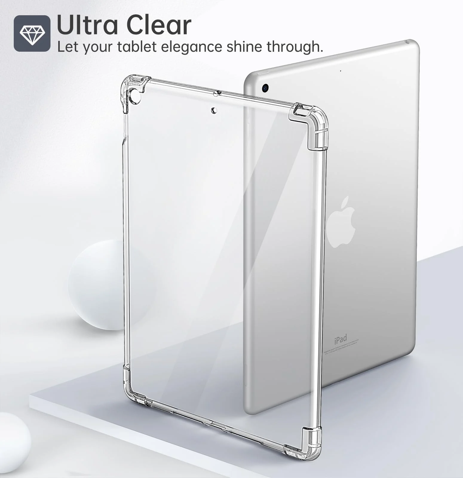 DL3 Mobilak Transparent Case For iPad 9/8/7 (10.2-Inch, 2021/2020/2019 Model, 9th/8th/7th Generation), Ultra Thin Silicone Shockproof Back Shell HD Transparent TPU Protective Cover - Clear