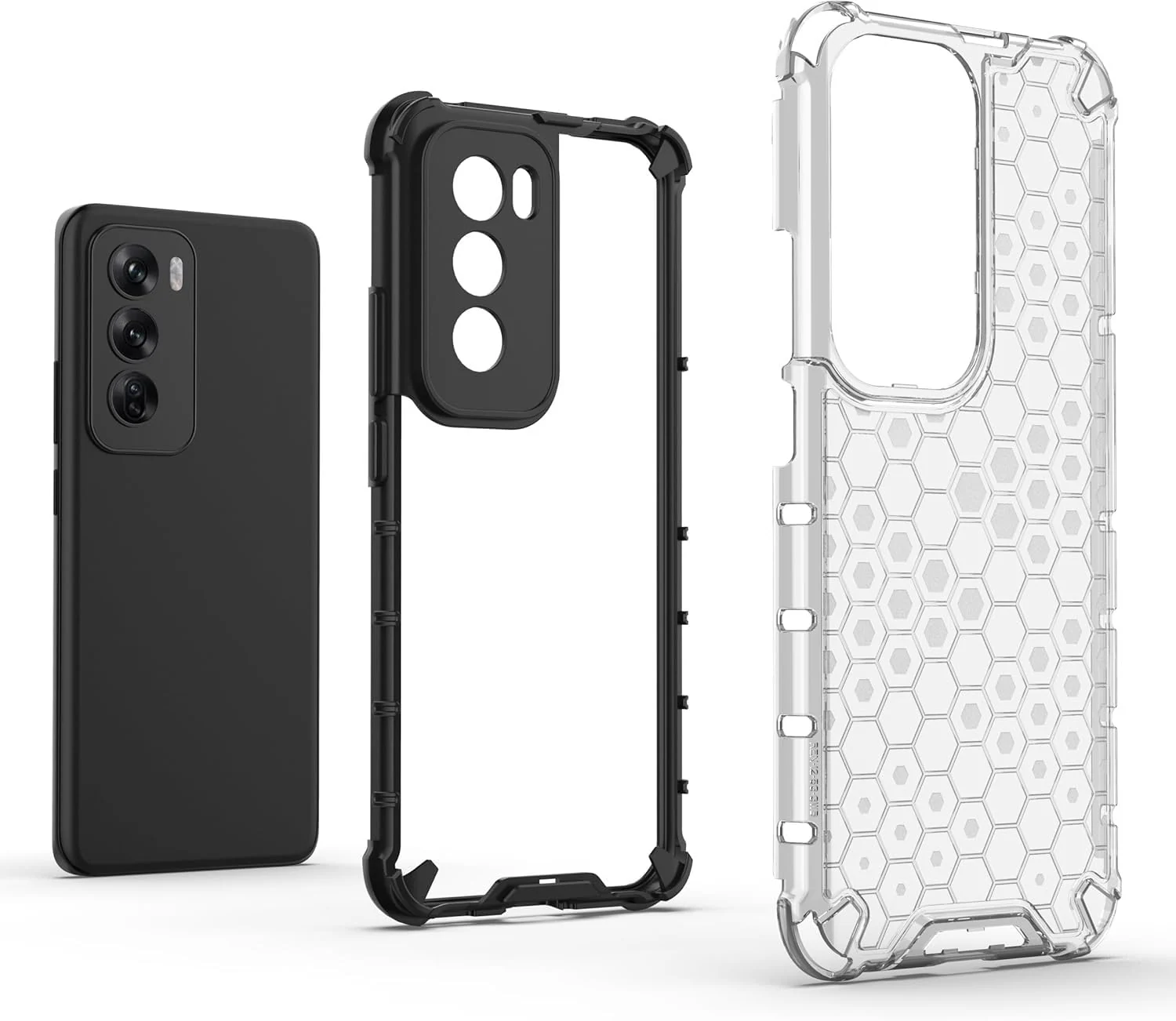 DL3 Mobilak Honeycomb Protective Case for OPPO Reno 12 Pro 5G, Shock-absorbing protection, Transparent design, Slim, lightweight profile - Clear