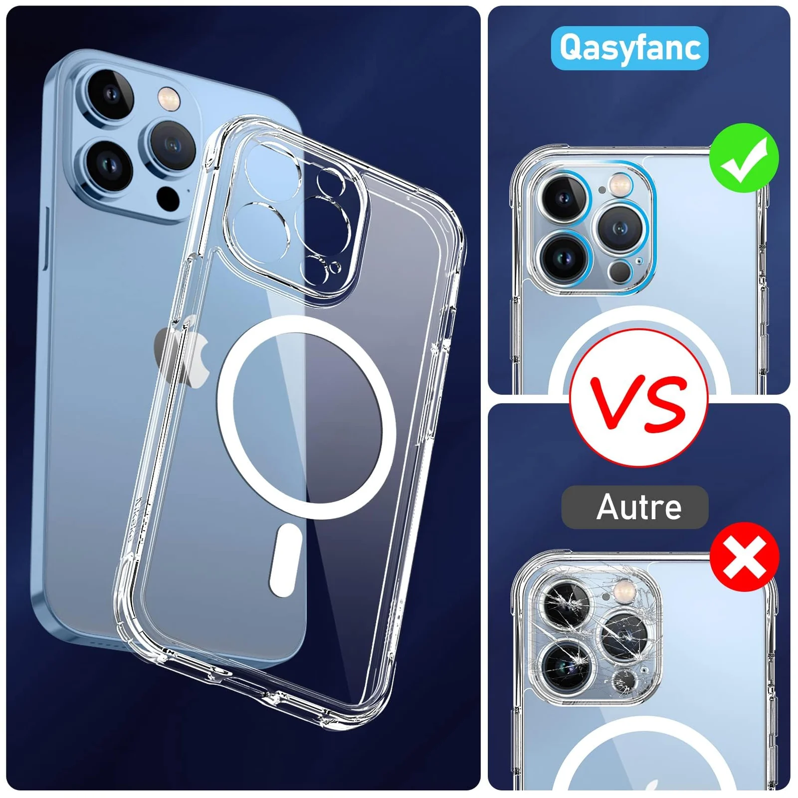 DL3 Mobilak Clear MagSafe-Compatible Magnetic Case for iPhone 13 Pro Max with Camera Protection and Shockproof Design - Clear