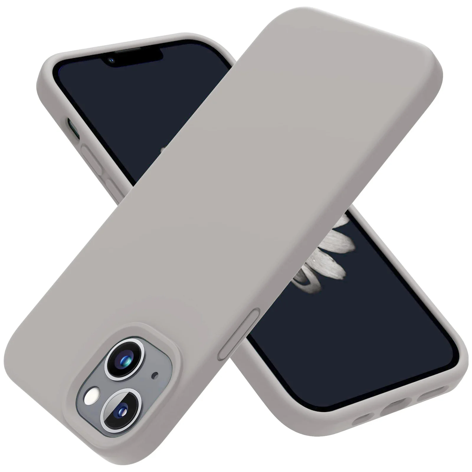 DL3 Mobilak Compatible with iPhone 13 / iPhone 14 (6.1 Inch) Case, Liquid Silicone Case, Full Body Protective Cover, Shockproof, Slim Phone Case, Anti-Scratch Soft Microfiber Lining (Off White 2) - Off-White 2