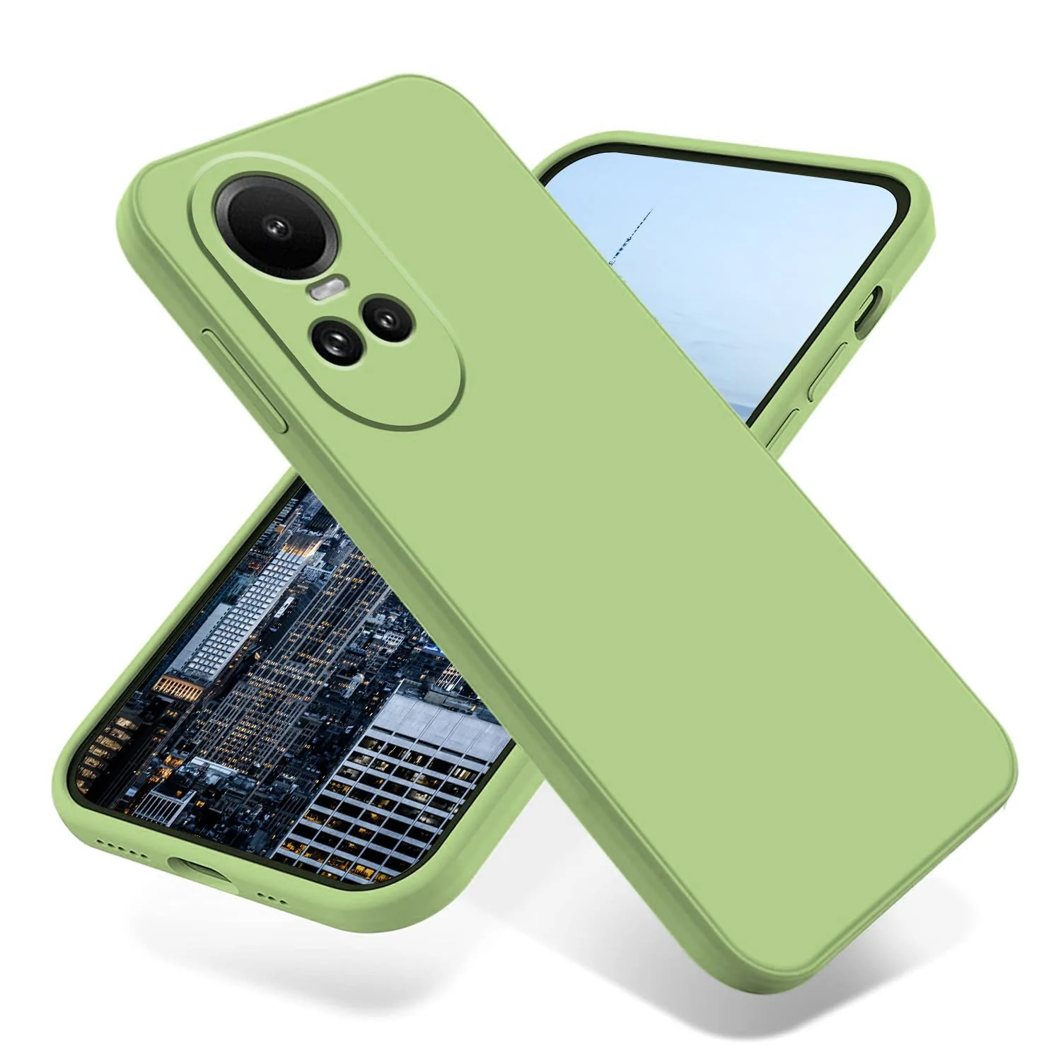 DL3 Mobilak Liquid Silicone Case for OPPO Reno 10 5G / OPPO Reno 10 Pro 5G, Shock-absorbing protection, Scratch-resistant surface, Soft microfiber lining - Mint Green