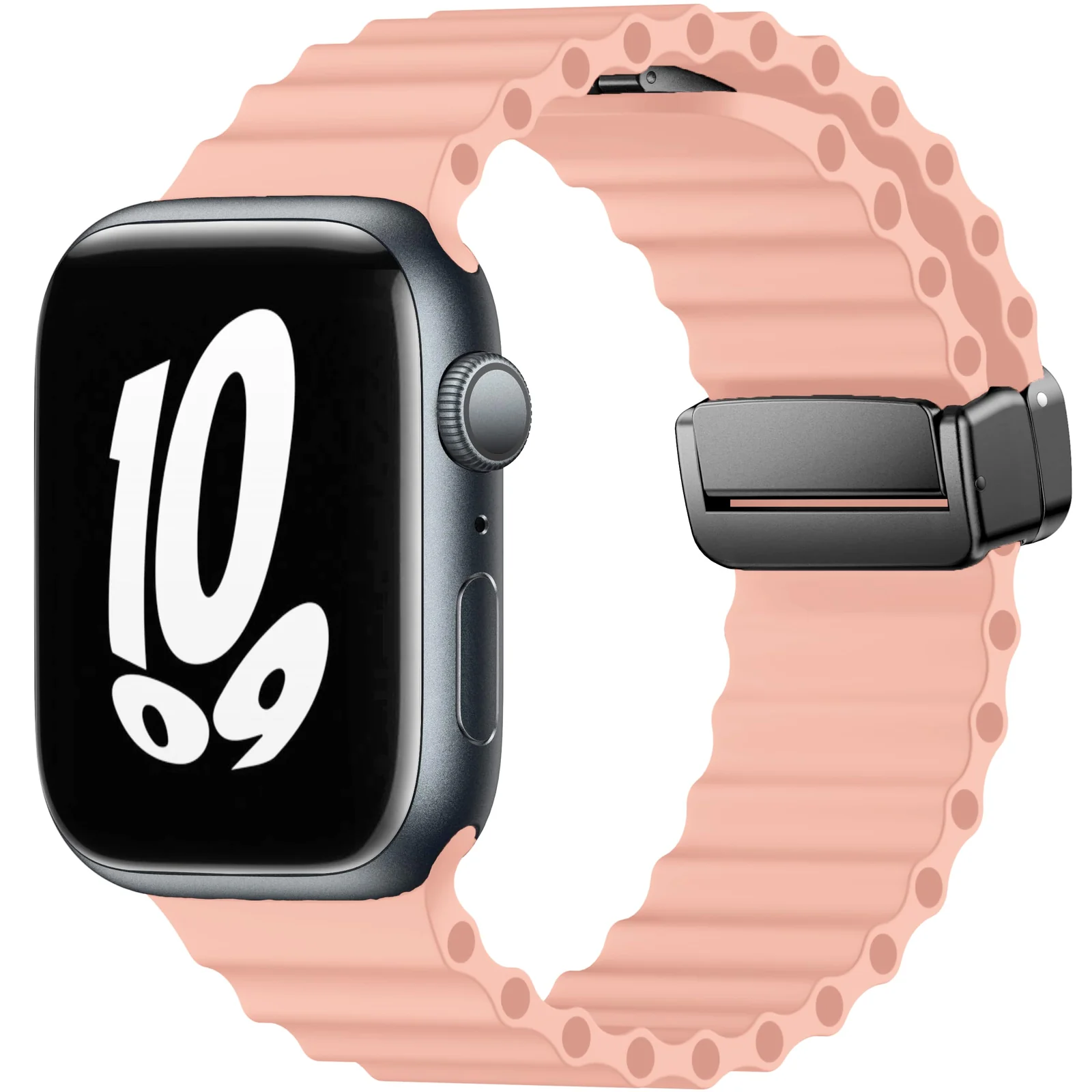 DL3 Mobilak Strap Ocean For Apple Watch Ultra Bands 49mm 45mm 44mm 42mm, Soft Silicone Magnetic Buckle Sport Replacement Strap for iWatch Ultra 2 Ultra SE Series 9 8 7 6 5 4 3 2 1 - Pink
