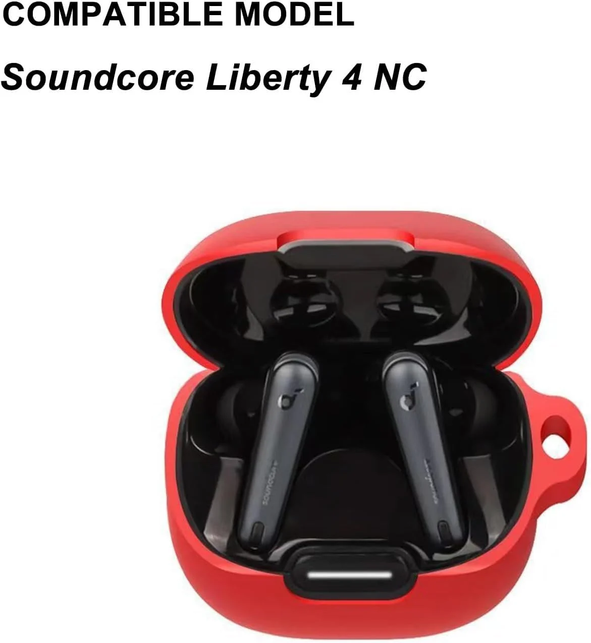DL3 MOBILAK Silicone Case Compatible with Soundcore Liberty 4 NC Earbuds, Soft Silicone Protective Case Cover, Shockproof Sleeve with Carabiner - Red
