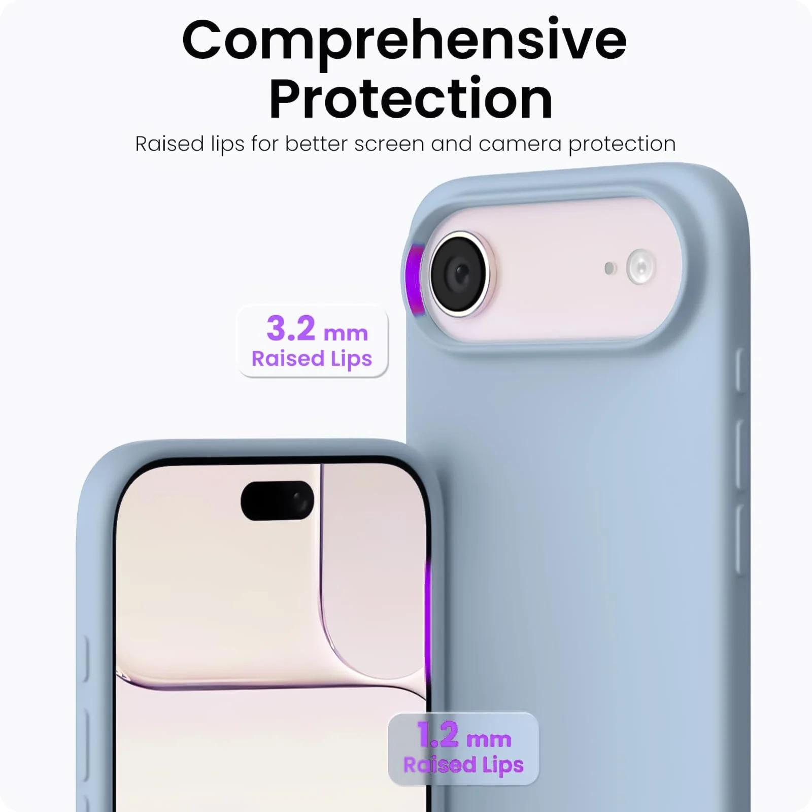 DL3 Mobilak Liquid Silicone Protective Case for iPhone 17 Air 6.5-Inch with Microfiber Lining and Shockproof Design - Sky Blue