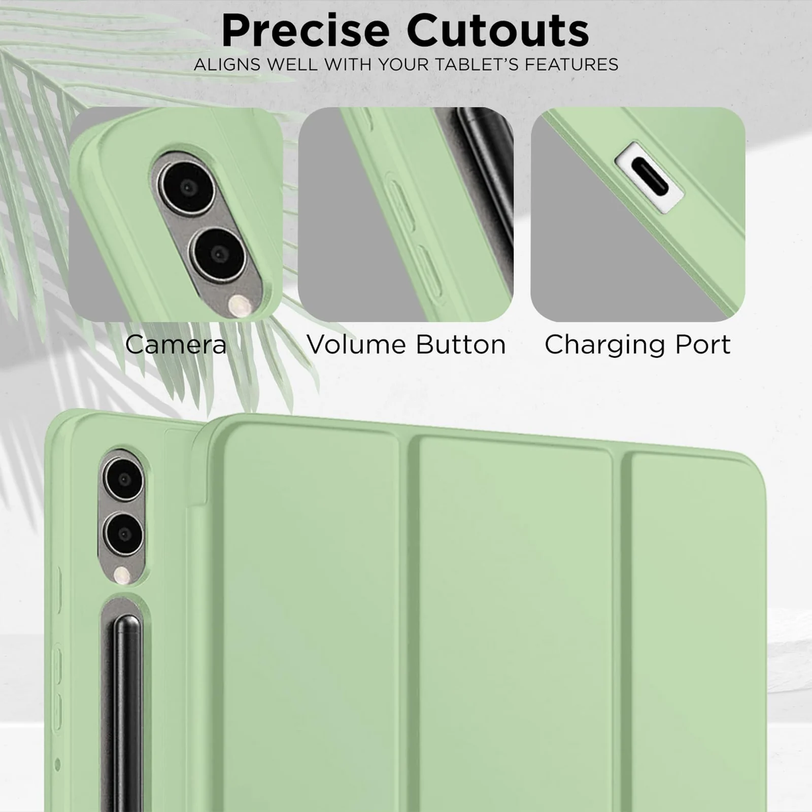 DL3 Mobilak Case for Samsung Galaxy Tab S9+ Plus/Galaxy Tab S9 FE+ Plus 12.4 Inch 2023 with S Pen Holder, Soft TPU Tri-Fold Stand Protective Tablet Cover, Auto Wake/Sleep - Mint Green