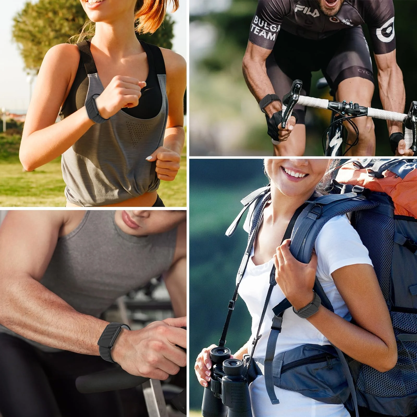 MOBIGON Breathable Silicone Sport Strap for WHOOP 4.0, Black / Gray