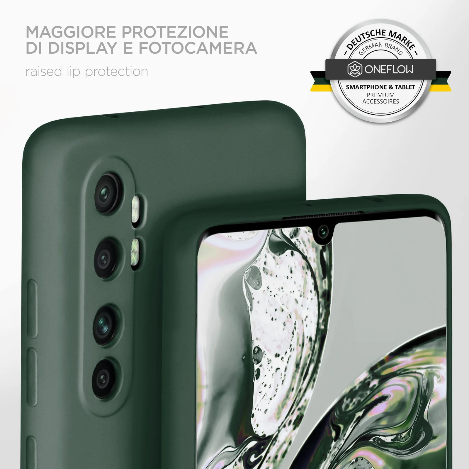 DL3 Mobilak Silicone Protective Case for Xiaomi Mi Note 10 Lite, Shock-absorbing protection, Scratch-resistant surface, Soft microfiber lining - Green