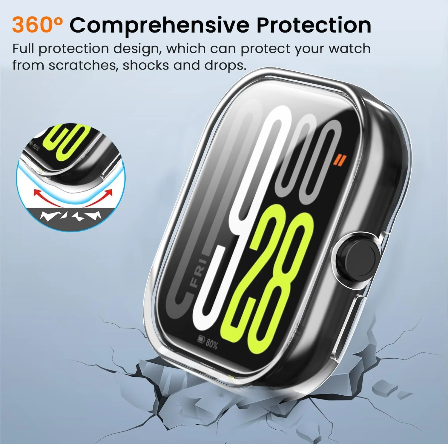 DL3 Mobilak Case Compatible with Xiaomi Redmi Watch 5 Case All-Around with Built-in Screen Protector Watch Soft TPU Shockproof Cover Slim Guard Thin Bumper Shell Protector For Redmi Watch5 - Clear