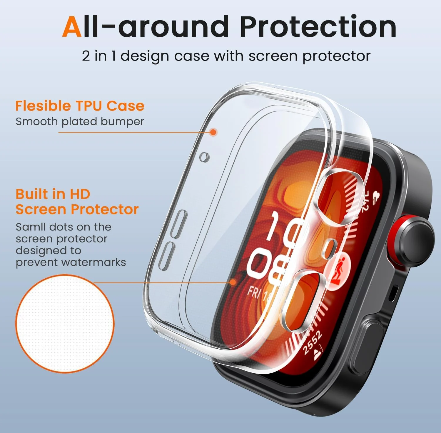 DL3 Mobilak Case Compatible with Huawei Watch Fit 4 Pro 2025 Case All-Around with Built-in Screen Protector Watch Soft TPU Shockproof Cover Slim Guard Thin Bumper Shell Protector - Clear