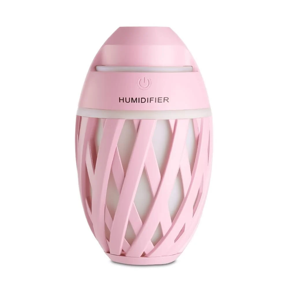 Mobigon Wood Cool Mist Ultrasonic Humidifier for Room Moisture, Aroma Diffuser for Home, 320ml Essential Oil Diffuser with 7 Colorful Night Light, Auto Shut-Off, Home, Office, car - Pink