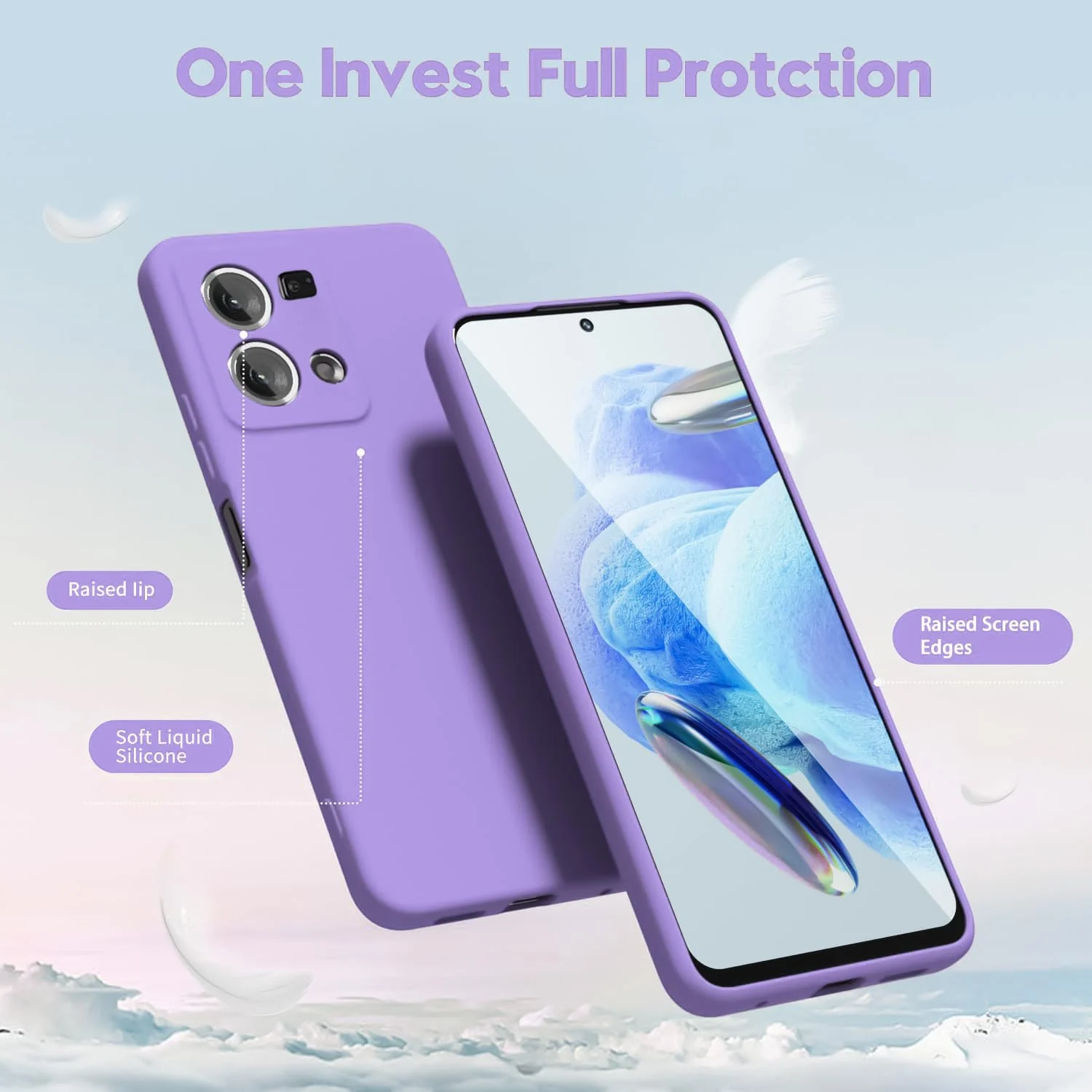 DL3 Mobilak Liquid Silicone Protective Case with Soft Microfiber Lining with Full Camera Protection for OPPO Reno 8 4G / Reno 7 4G / F21 Pro 4G / F21S Pro 4G - Light Purple