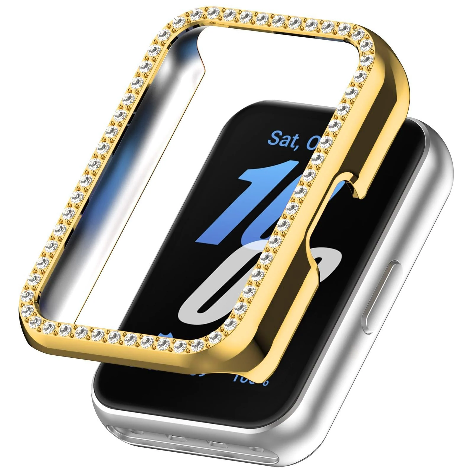 DL3 Mobilak Compatible with Huawei Watch Fit Case Replacement Bling Crystal Protector Case Cover Frame Plating Metal Color PC Shockproof Case Guard Thin Bumper Shell for Huawei Watch Fit - Gold