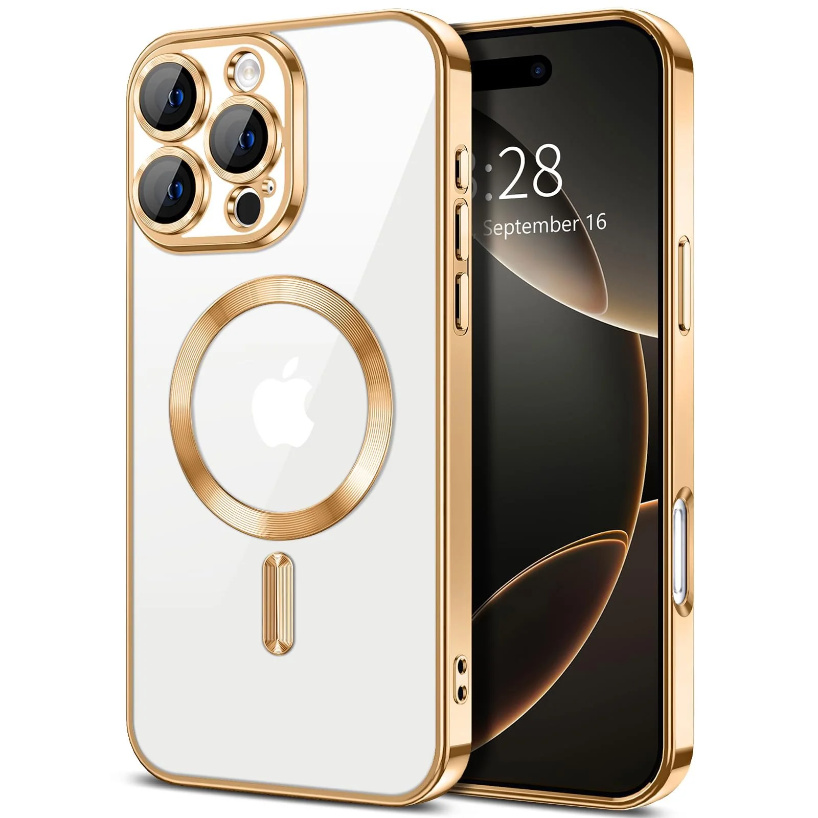 iPhone 16 Pro Max 6.9-Inch / Camera Lens — DL3 Mobilak Plated-Edge Protective Case for iPhone 16 Pro Max 6.9-Inch, Compatible with MagSafe accessories, Supports wireless charging, Shock-absorbing protection