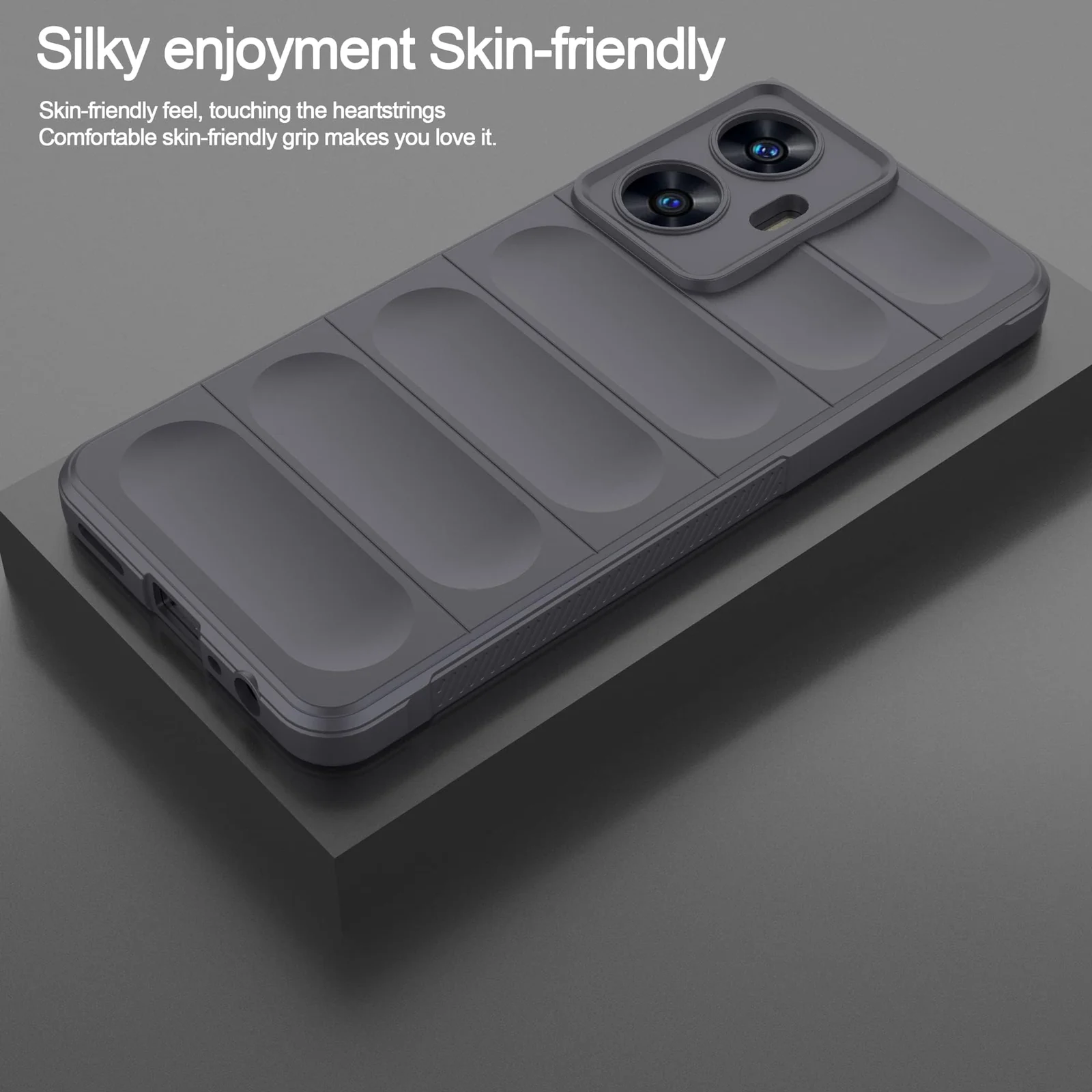 DL3 Mobilak Flexible Silicone and TPU Protective Case with Camera Protection for realme C55 / Narzo N55 - Dark Gray