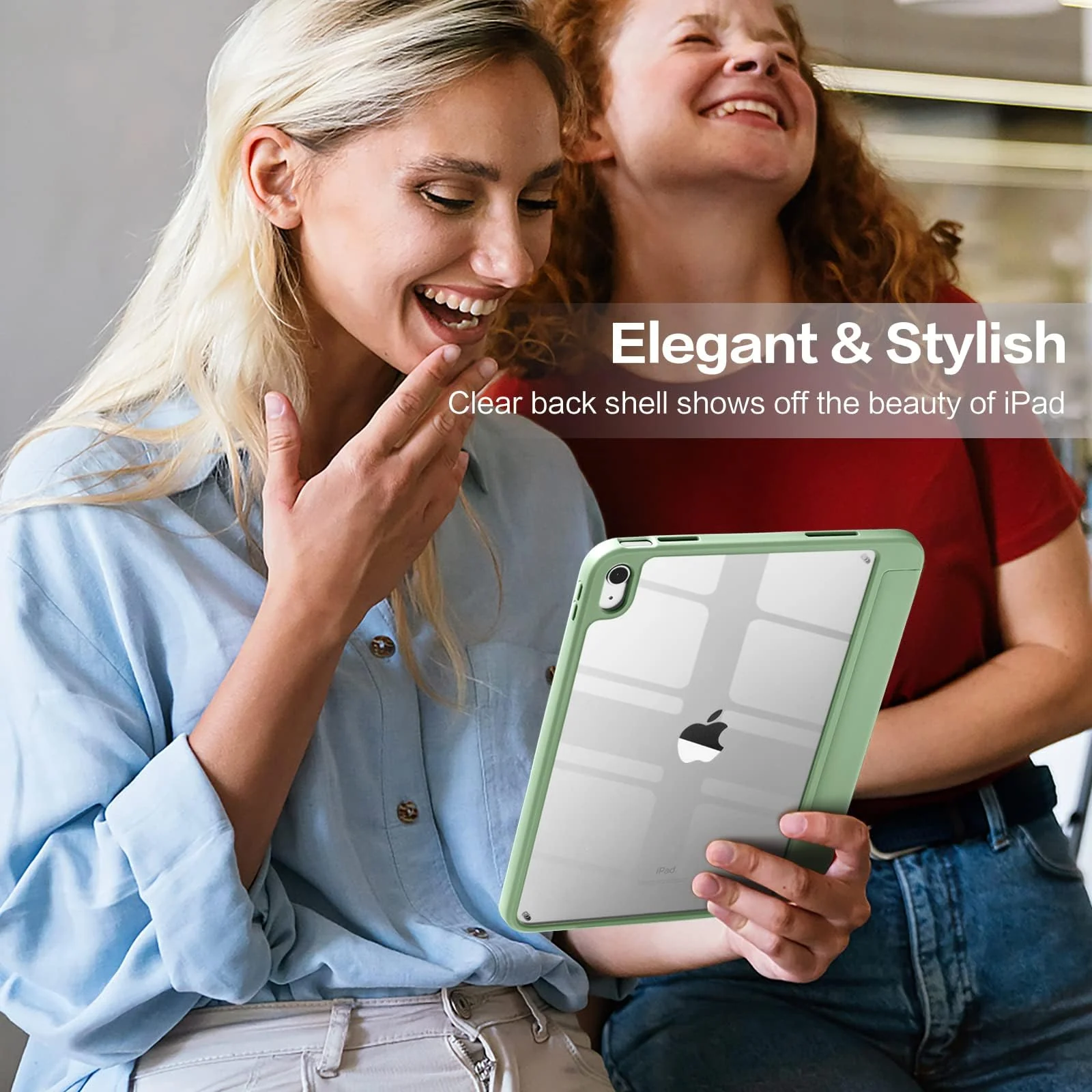 DL3 Mobilak Case Compatible with iPad (A16) 11th Generation 11 Inch (2025), iPad 10th Generation 10.9 Inch (2022), Clear Shockproof Back Cover Built-in Pencil Holder, Auto Sleep/Wake - Mint Green