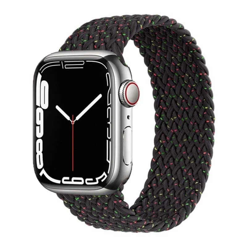 DL3 Mobilak Braided Solo Loop Band For Apple Watch Band 49mm 45mm 44mm 42mm, Replacement Wristband Nylon Strap for iWatch Series SE 9/8/7/6/5/4/3/2/1/Ultra/Ultra 2 ( Unity, Small) - Black Unity