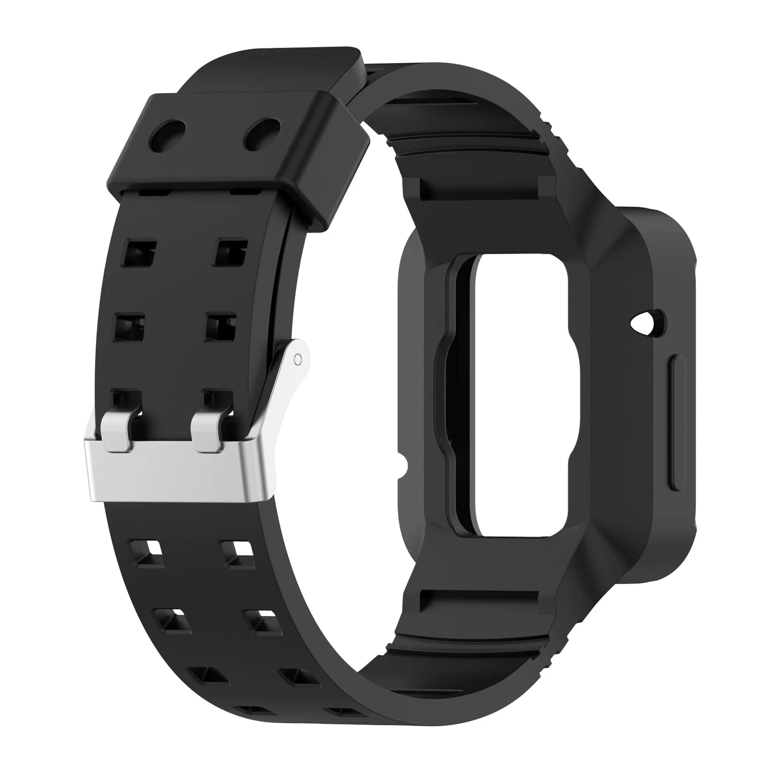 DL3 Mobilak Replacement Wrist Band Compatible with Xiaomi Redmi Watch 2 Lite/Mi Watch Lite/Poco Watch/Redmi Watch 2/Horloge 2, Adjustable Soft Silicone Wrist Strap with Cover - A. Black