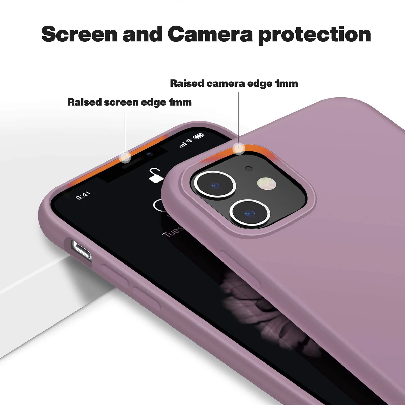 DL3 Mobilak Liquid Silicone Protective Case for iPhone 11 (6.1 Inch) with Camera Protection and Microfiber Lining - Lilac Purple