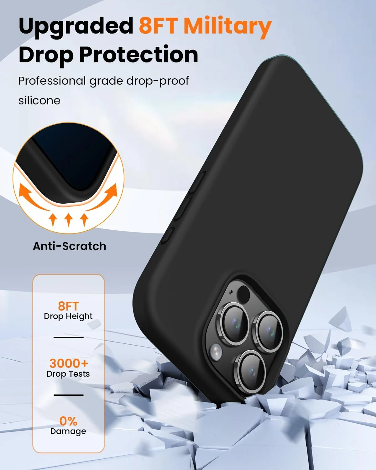 DL3 Mobilak Liquid Silicone Protective Case with Soft Microfiber Lining for iPhone 16 Pro - Black