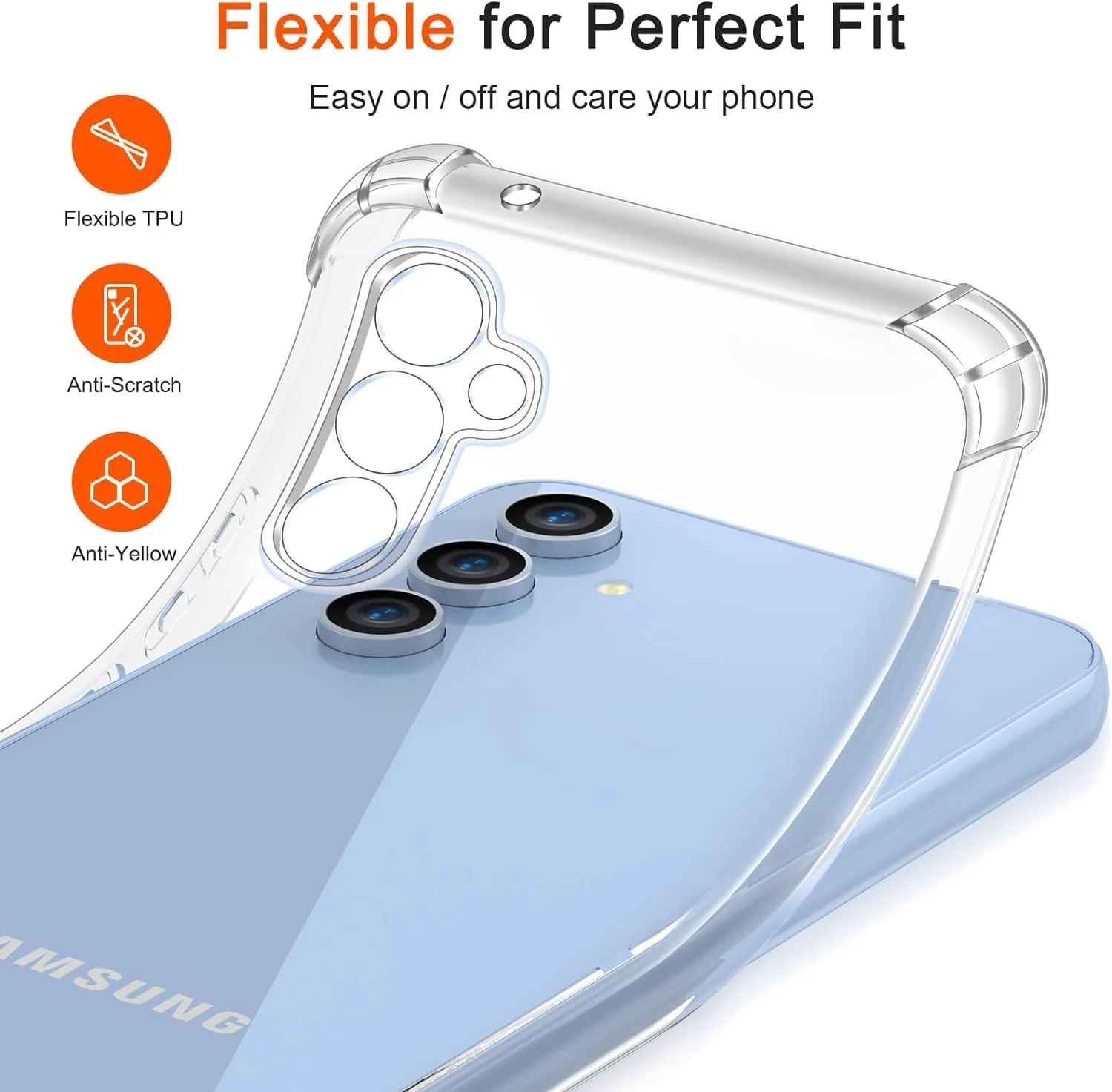 DL3 Mobilak Case Compatible with Samsung Galaxy A25, Cover Silicone TPU Gorilla Anti-shock Protector Camera Shockproof Corners - Clear