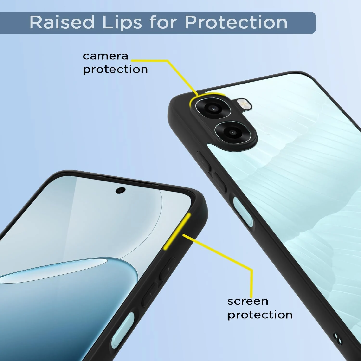 DL3 MOBILAK Clear Three-Layer Protective Phone Case for OPPO A6X - Black
