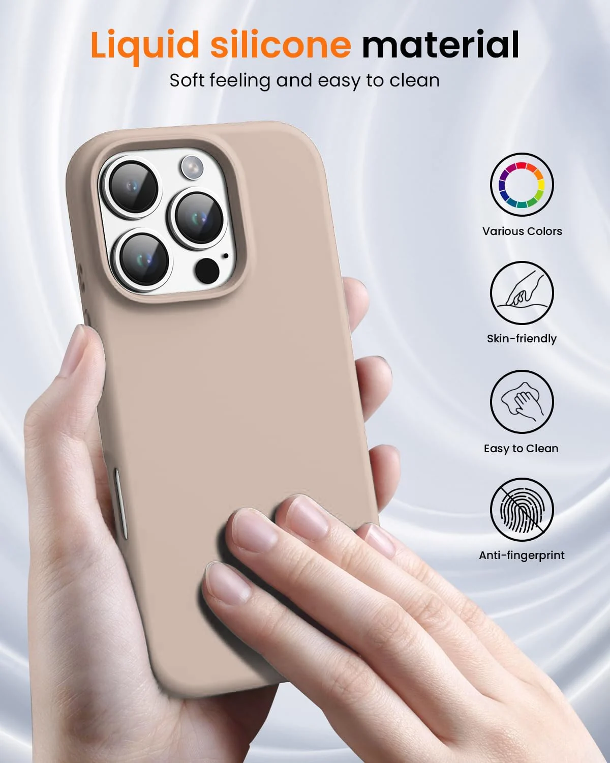 DL3 Mobilak Liquid Silicone Case for iPhone 16 Pro Max 6.9-inch, Supports wireless charging, Shock-absorbing protection, Scratch-resistant surface - Pastel Pink