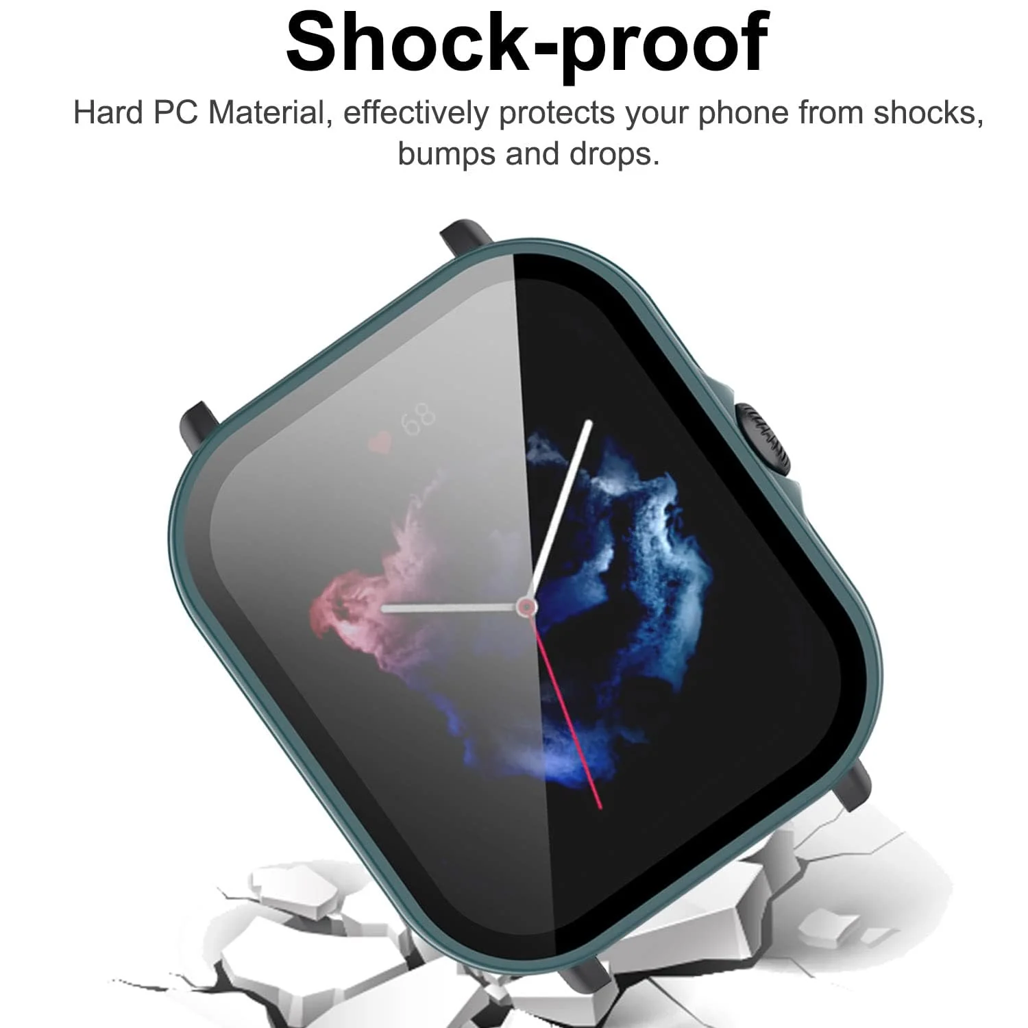 DL3 Mobilak Protective Case For Amazfit GTS 3, 9H Hardness PC Case Bumper Full Slim Protective Cover with Built-in Tempered Glass Screen Protector For Amazfit GTS3 - Green