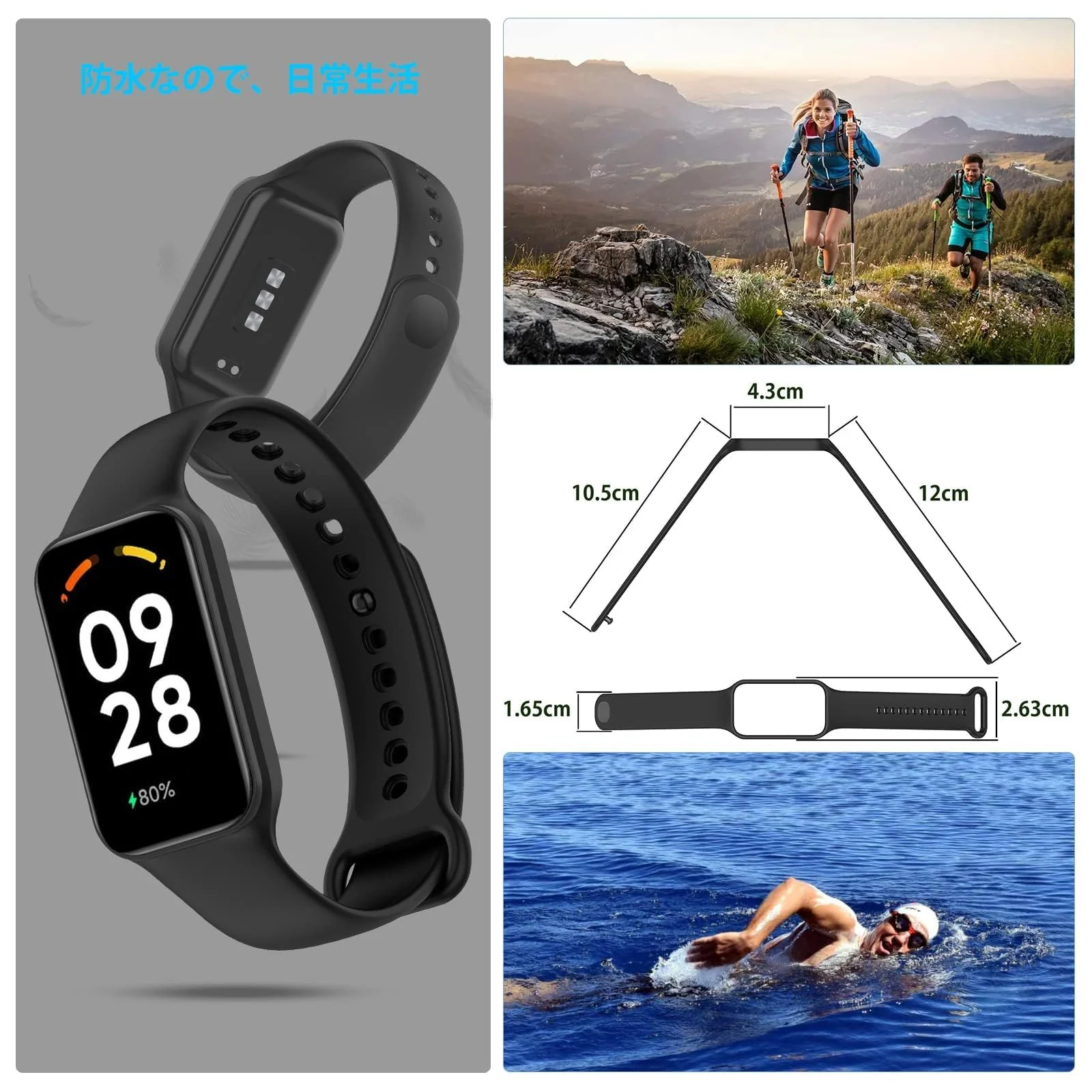 DL3 Mobilak Smart Watch Strap for Xiaomi Redmi Band 2, Sport Silicone Watch Band Wrist Strap, Replacement Bracelet Wristband Wrist Strap for Xiaomi Redmi Smart Band2 Accessories - A-Black