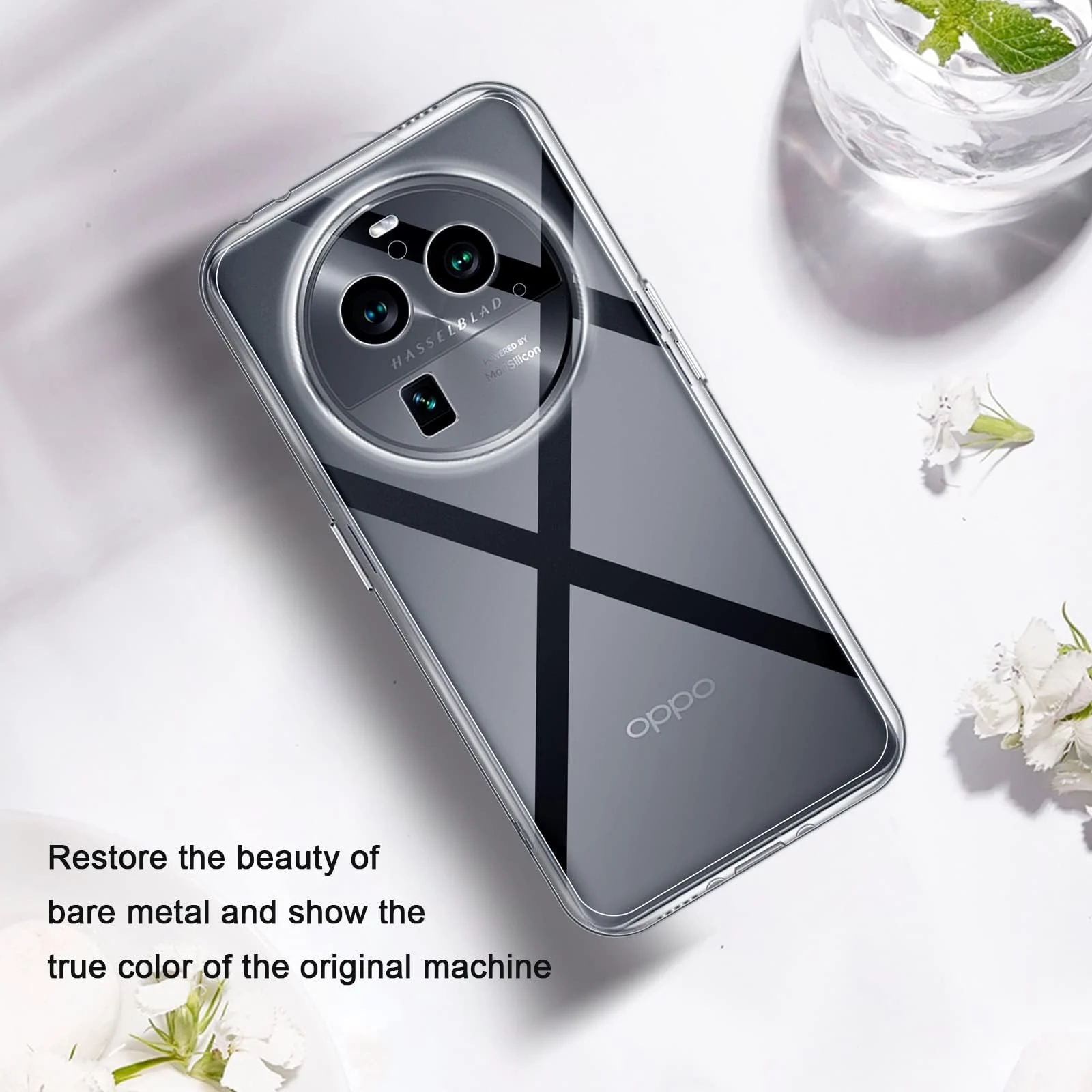 DL3 Mobilak Case Compatible with OPPO Find X6 Pro 5G Case Crystal Soft TPU Gel Case Flexible Silicone Anti-Scratch Camera Protection TPU Cover - Clear