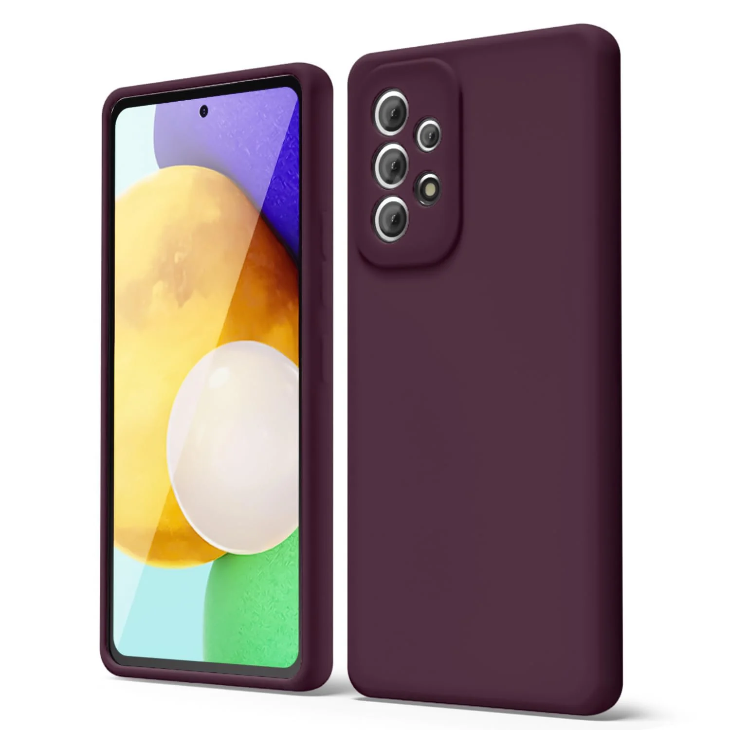 DL3 Mobilak Liquid Silicone Protective Case with Soft Microfiber Lining with Full Camera Protection for Samsung Galaxy A73 - Wine Red