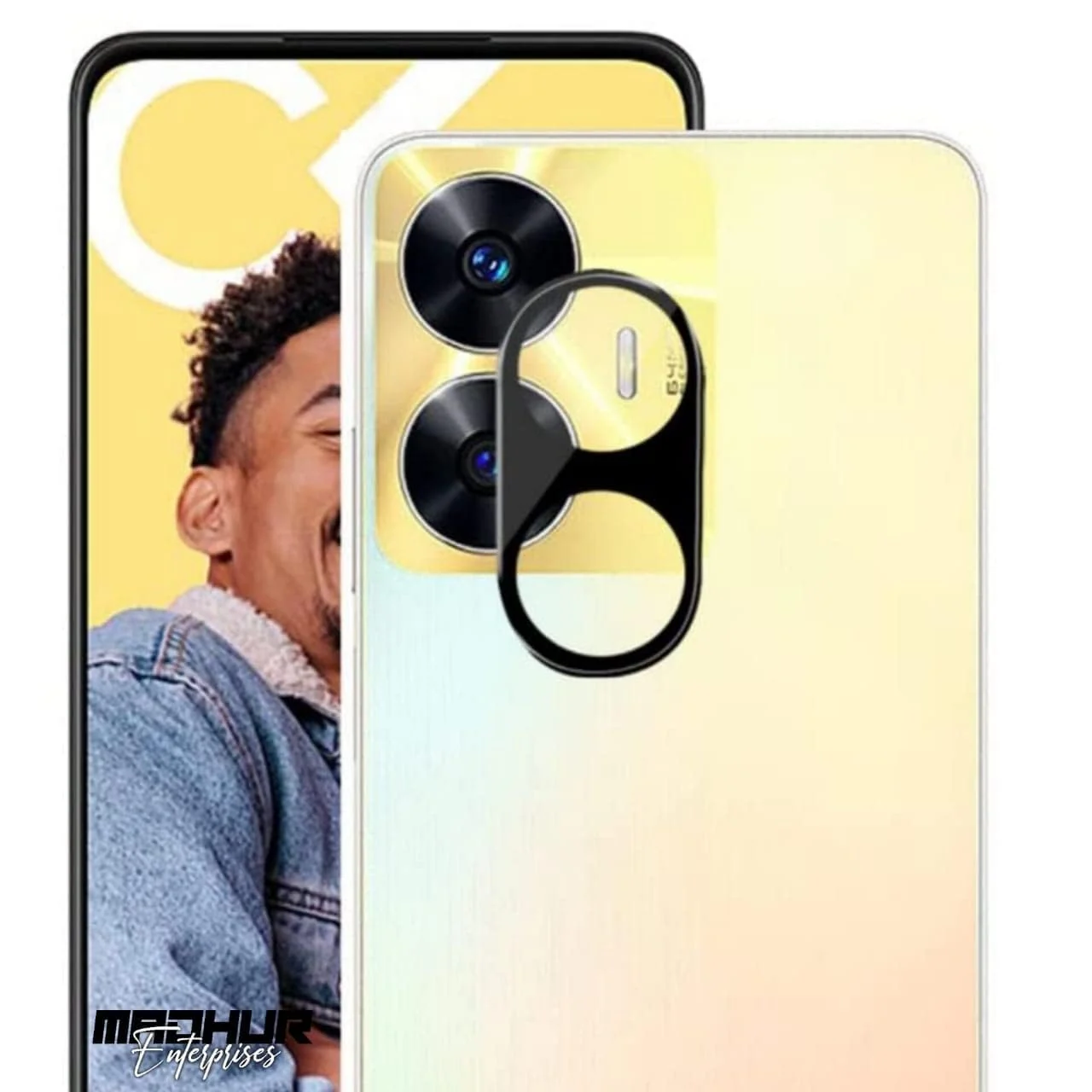 DL3 Mobilak realme C55 Camera Protector Tempered Glass Screen Protector HD [Full Coverage][Anti-Scratch] Drop Protection Ultra Clear/Thin Lens Protector Case - Black