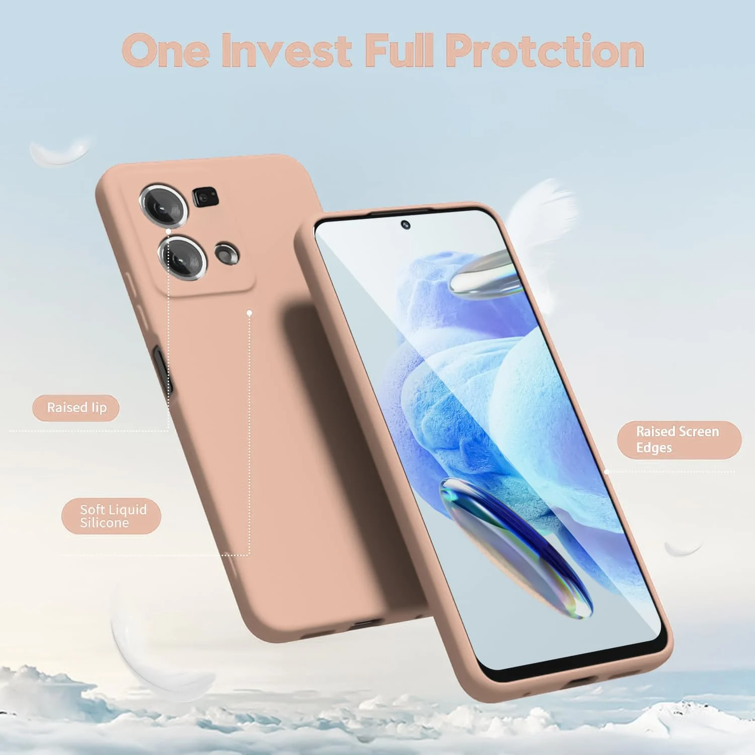 DL3 Mobilak Liquid Silicone Protective Case with Soft Microfiber Lining with Full Camera Protection for OPPO Reno 8 4G / Reno 7 4G / F21 Pro 4G / F21S Pro 4G - Light Orange