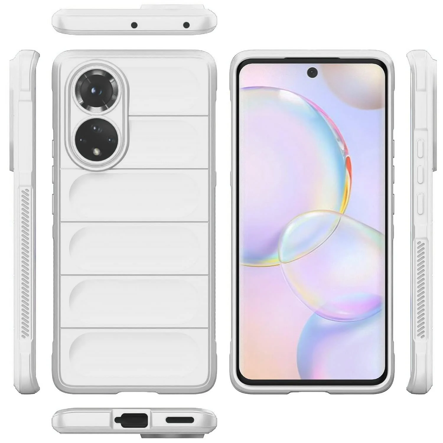DL3 Mobilak Flexible Silicone and TPU Protective Case with Camera Protection for Honor 50 / Huawei Nova 9 - White