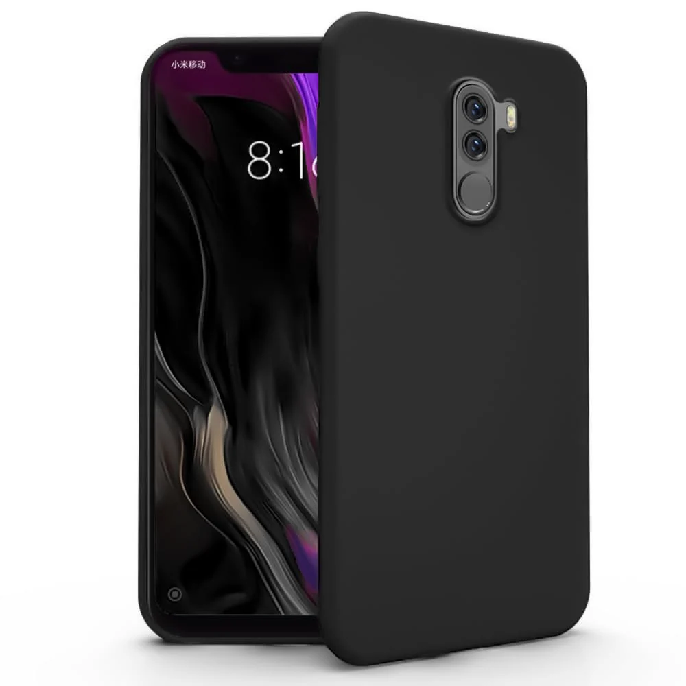 DL3 Mobilak Liquid Silicone Case for Xiaomi Poco F1, Shock-absorbing protection, Scratch-resistant surface, Soft microfiber lining - Black