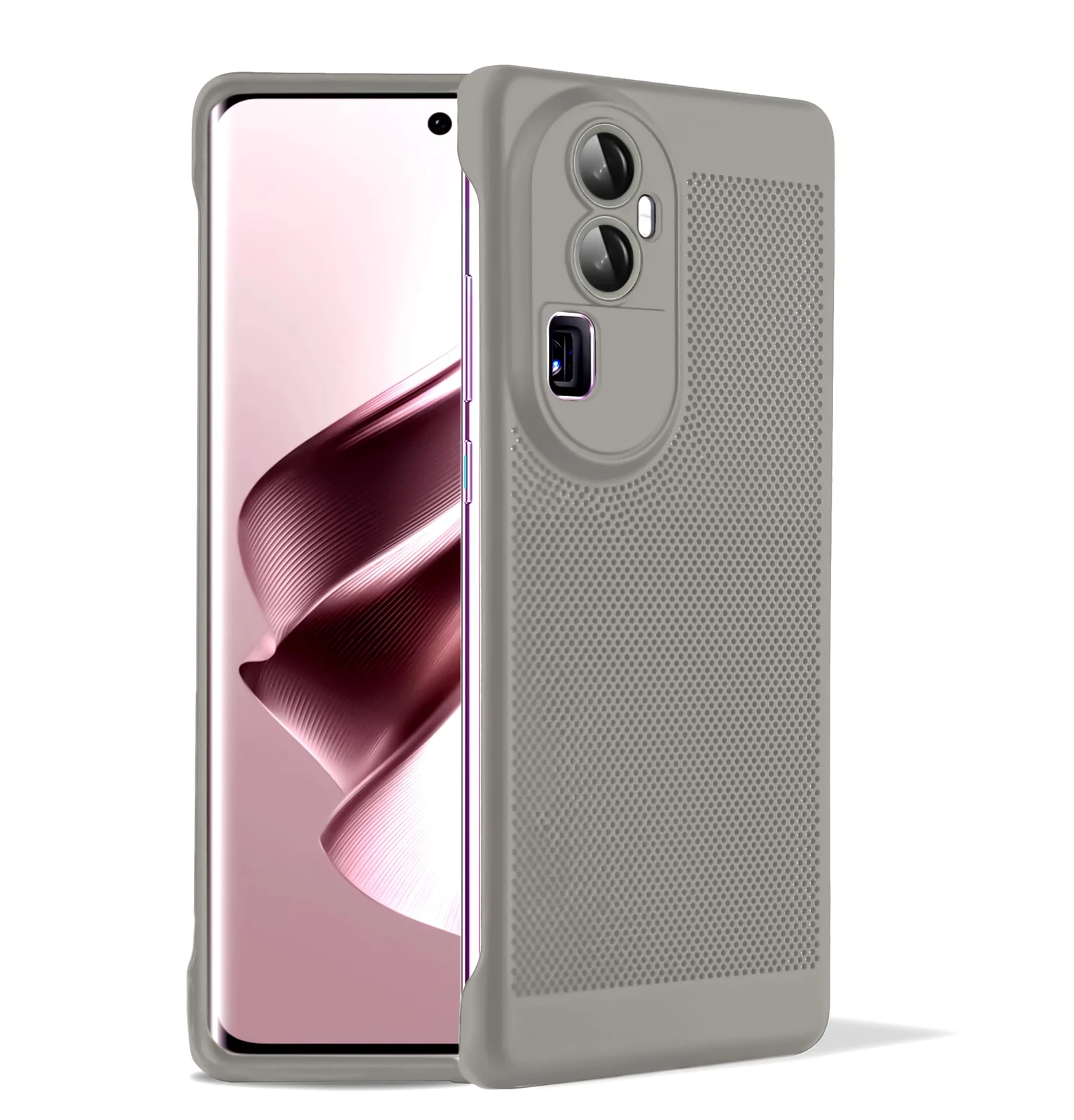 DL3 Mobilak Heat-Dissipation Hard PC Case with Built-In Camera Lens Protector for OPPO Reno 10 Pro Plus - Titanium Gray