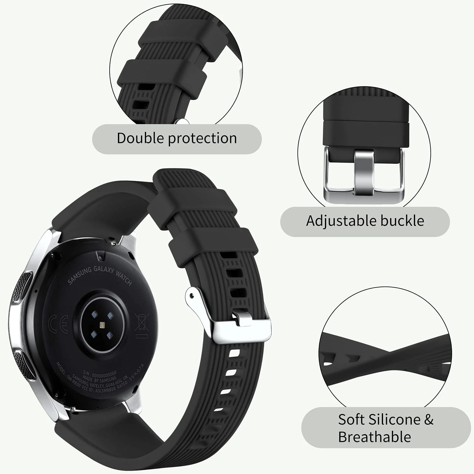 DL3 MOBILAK Replacement Watch Strap for 22MM - Black