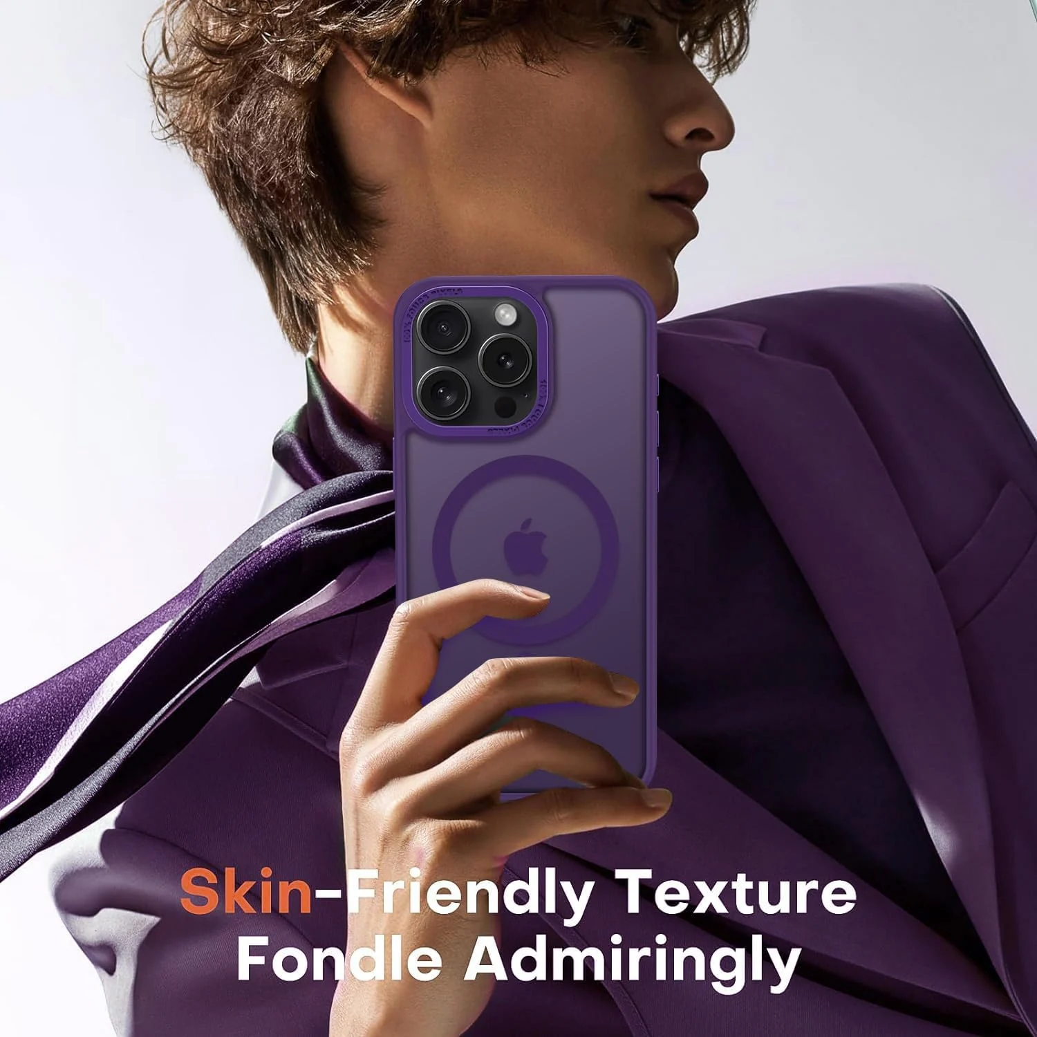 DL3 Mobilak Wallet Case with Card Slot for iPhone 14 Pro (6.1 Inch) with Ring Holder and Magnetic Car-Mount Support - Purple