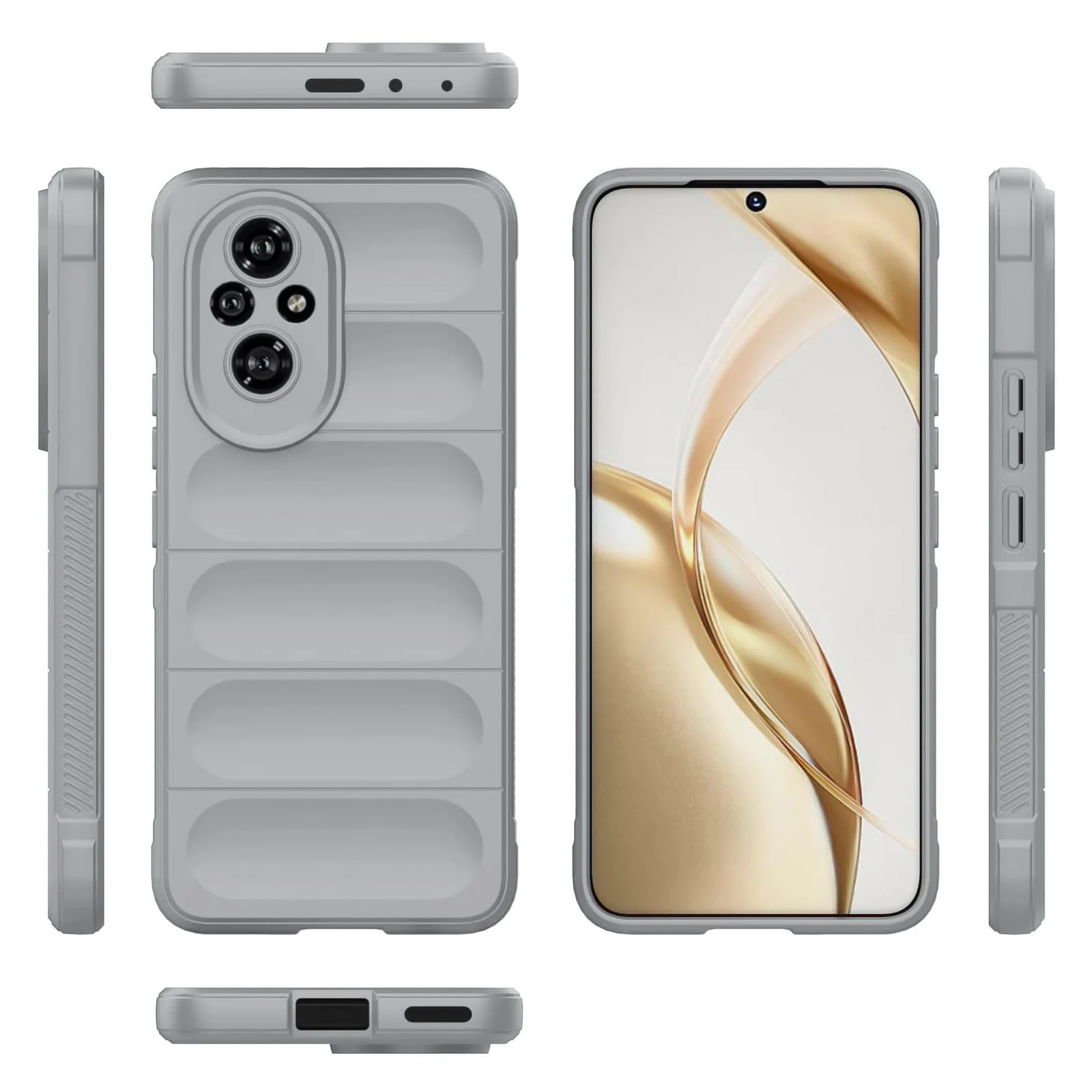 DL3 Mobilak Silicone Case for Honor 200 Pro 5G Heavy Duty Protective [Slim Fit] Shockproof Soft Flexible Protective Design Shock-Absorption TPU Cover With Camera Protection - Gray