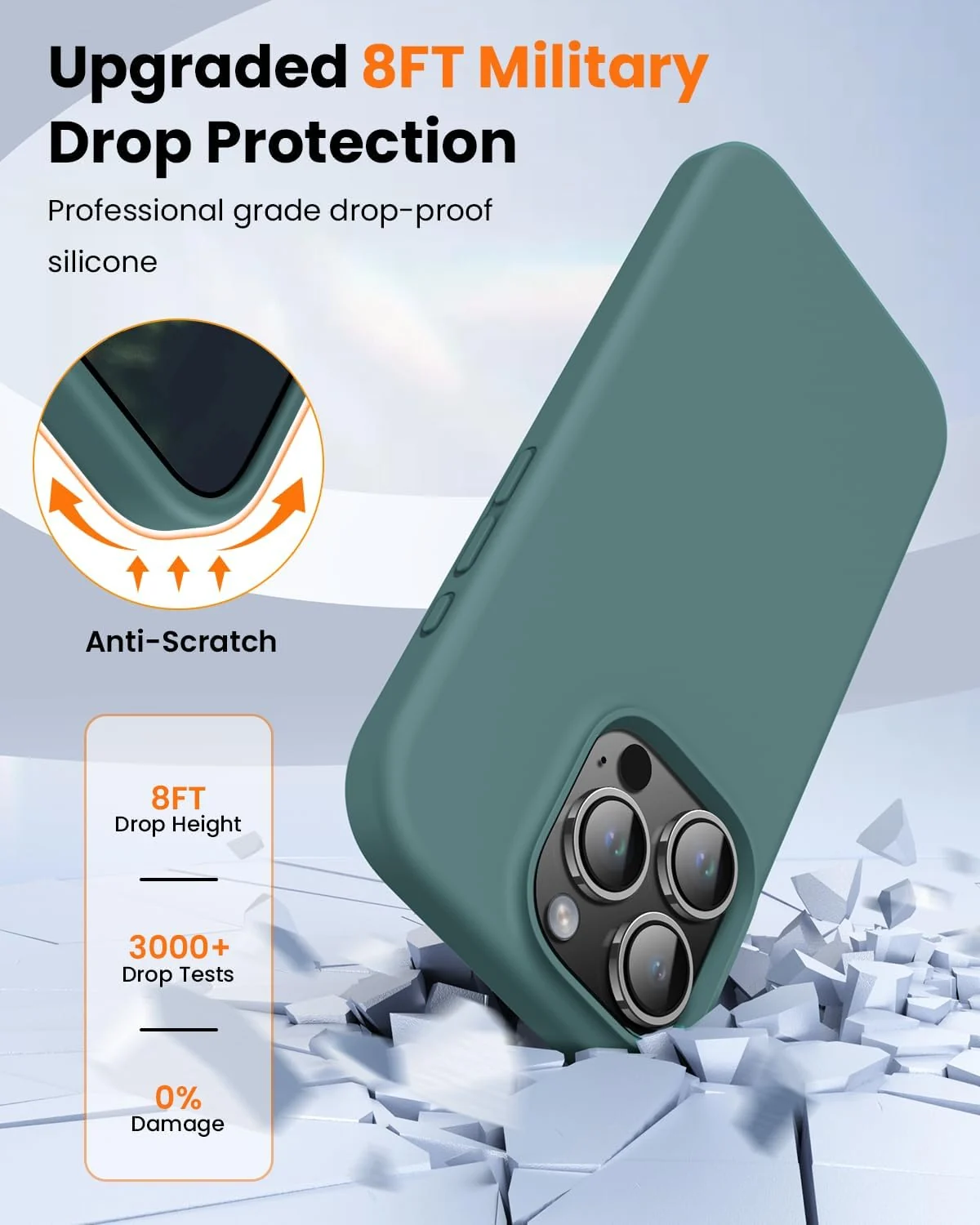 DL3 Mobilak Liquid Silicone Protective Case with Soft Microfiber Lining for iPhone 16 Pro Max - Pine Green