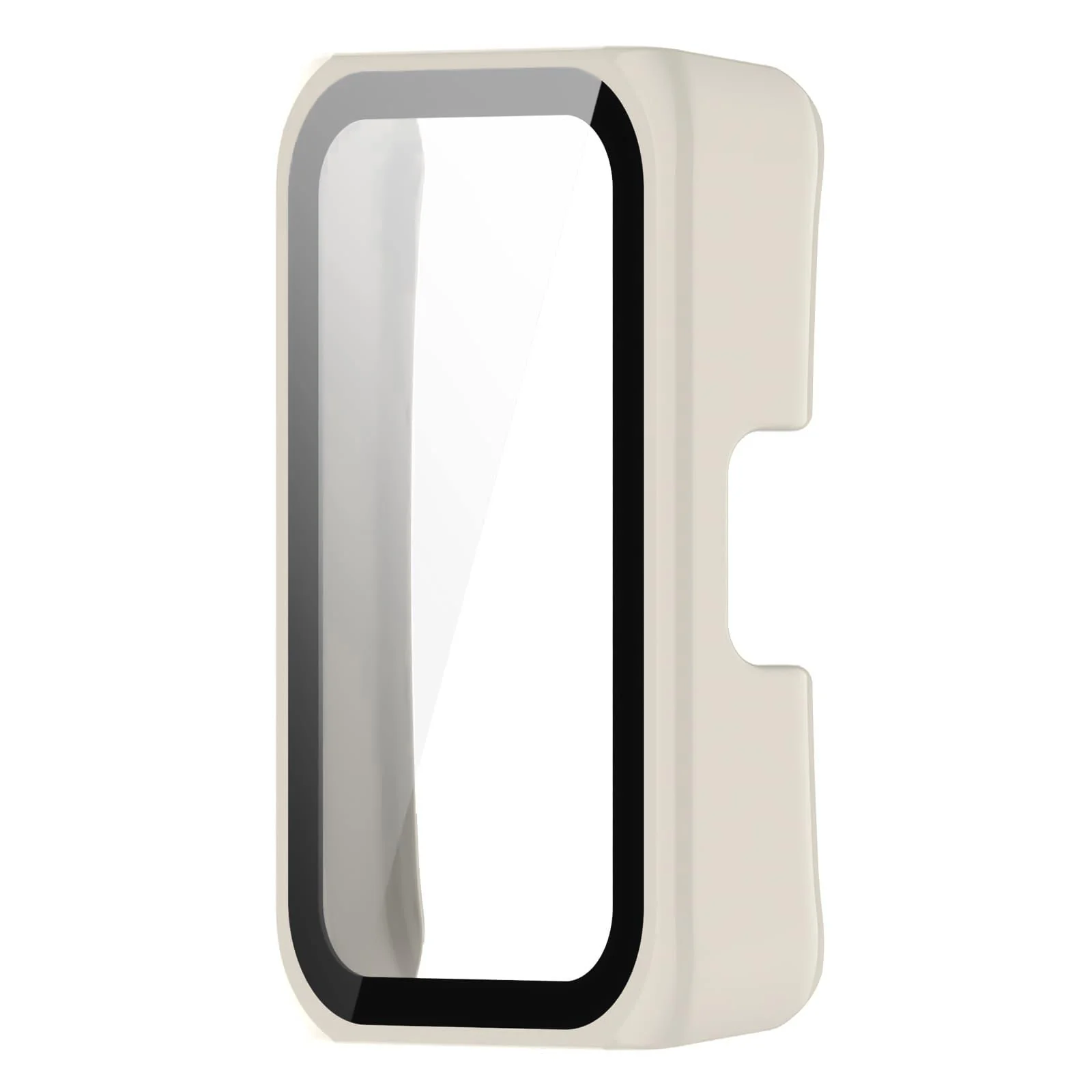 DL3 MOBILAK Full-Coverage Watch Case with Tempered Glass for Huawei Band 6 / Honor Band 6 / Band 7, Ivory White
