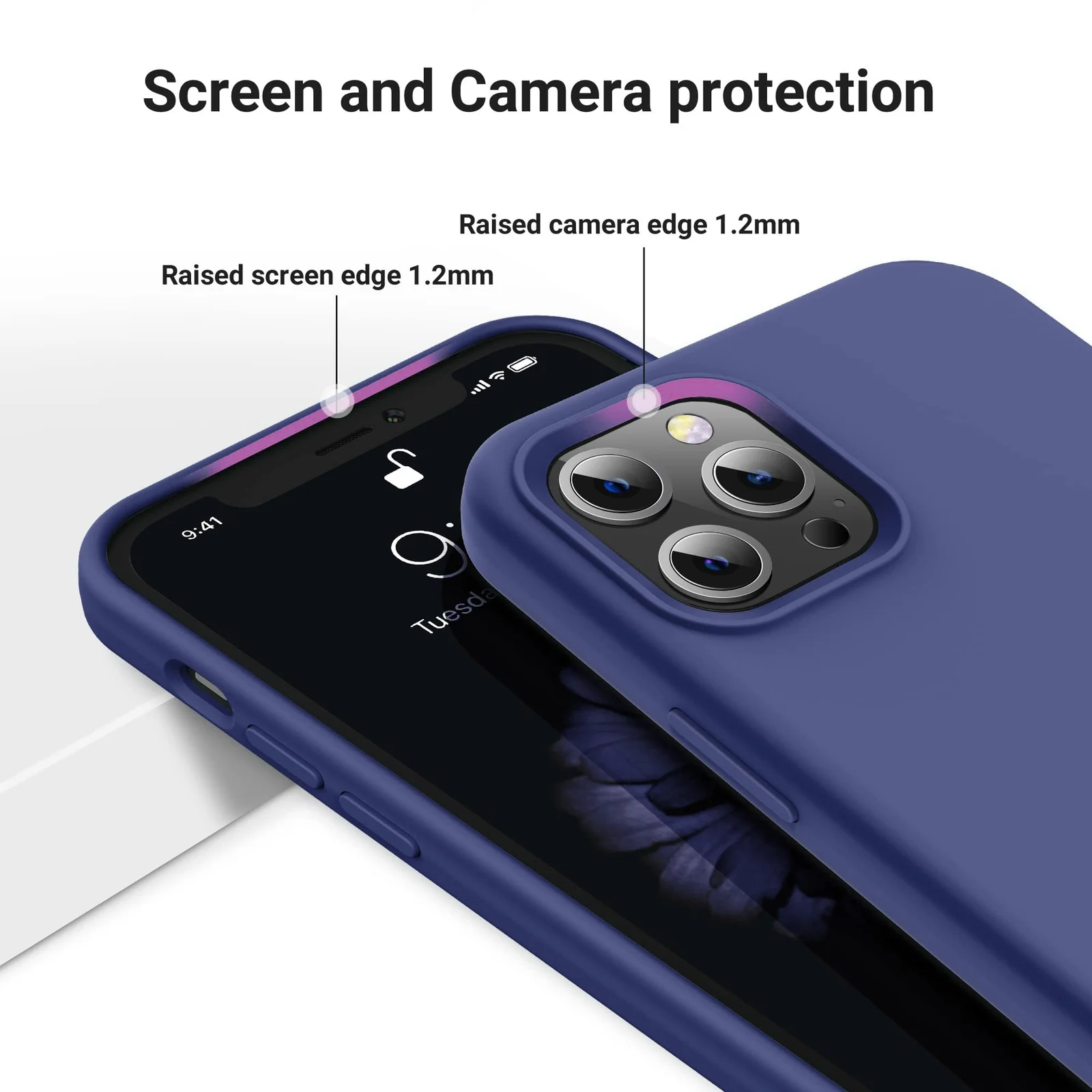 DL3 Mobilak Compatible with iPhone 13 Pro Max (6.7 Inch) Case, Liquid Silicone Case, Full Body Protective Cover, Shockproof, Slim Phone Case, Anti-Scratch Soft Microfiber Lining - Blue